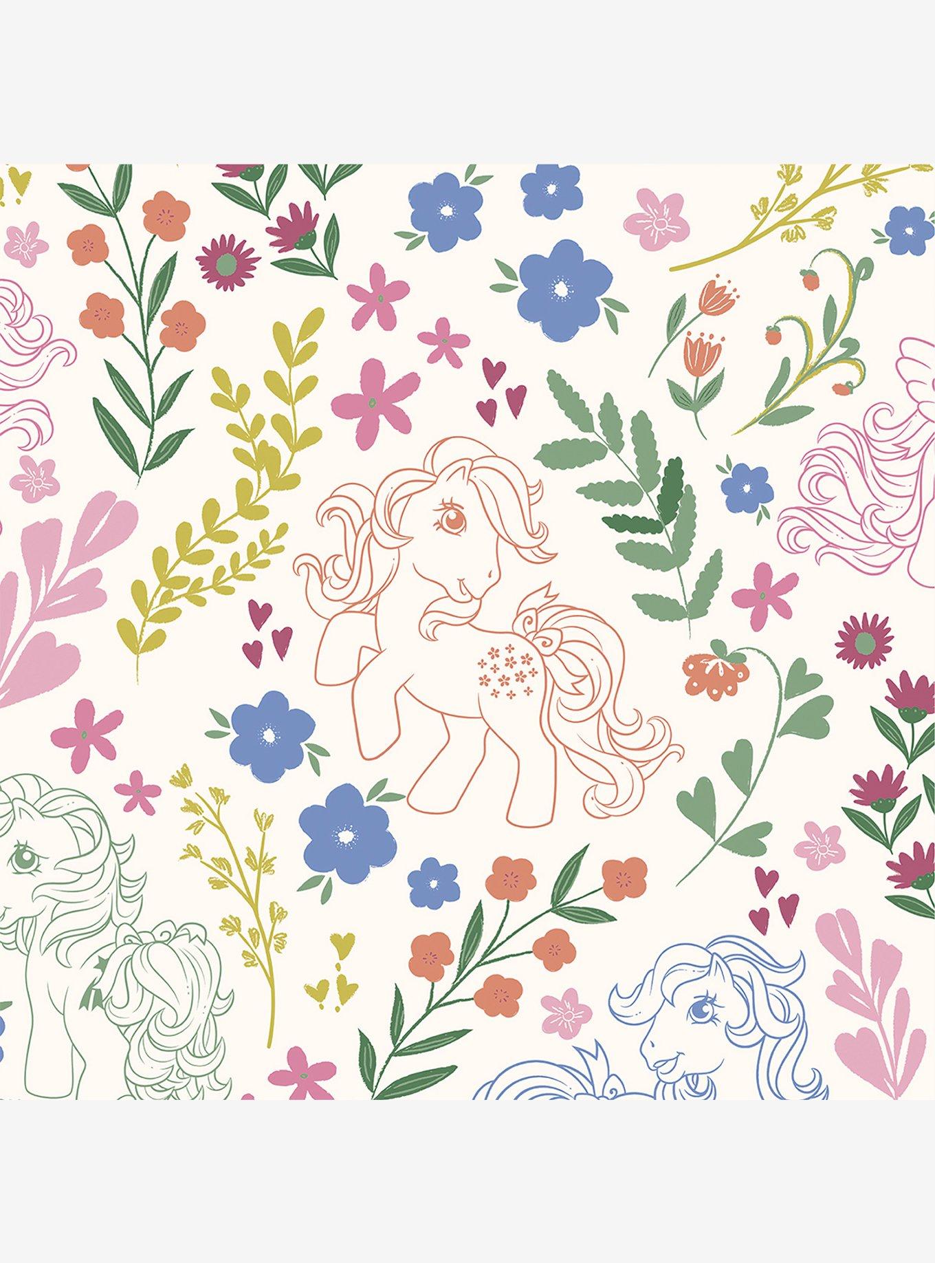 My Little Pony Retro Floral Cream Wallpaper, , hi-res