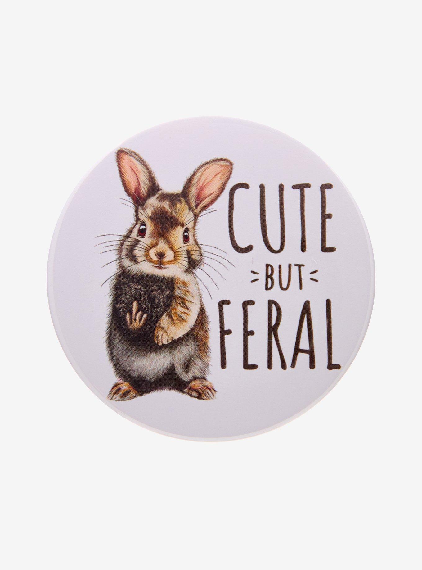 Cute But Feral Bunny 3 Inch Button, , hi-res
