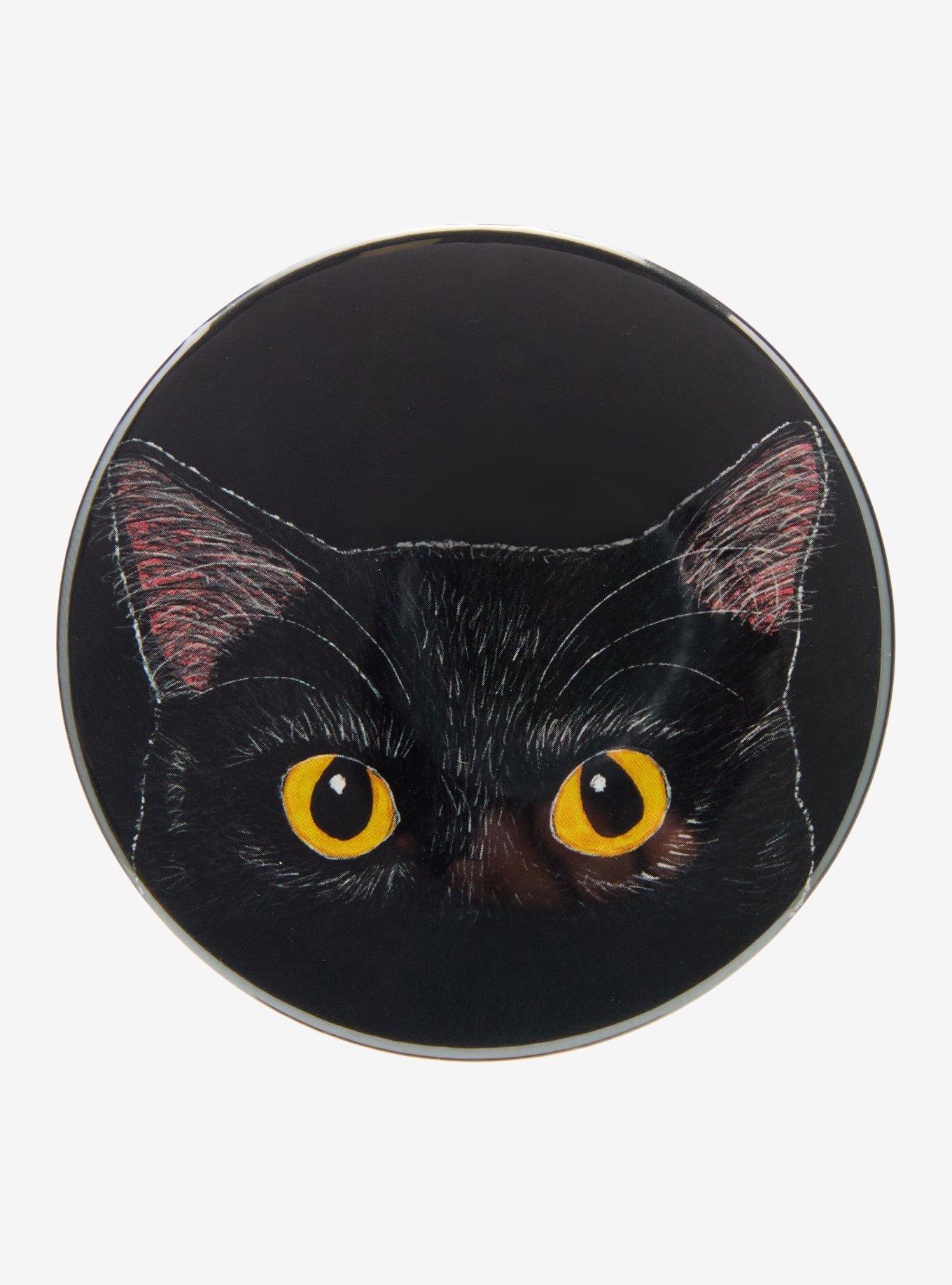 Black Cat Peeking 3 Inch Button, , hi-res