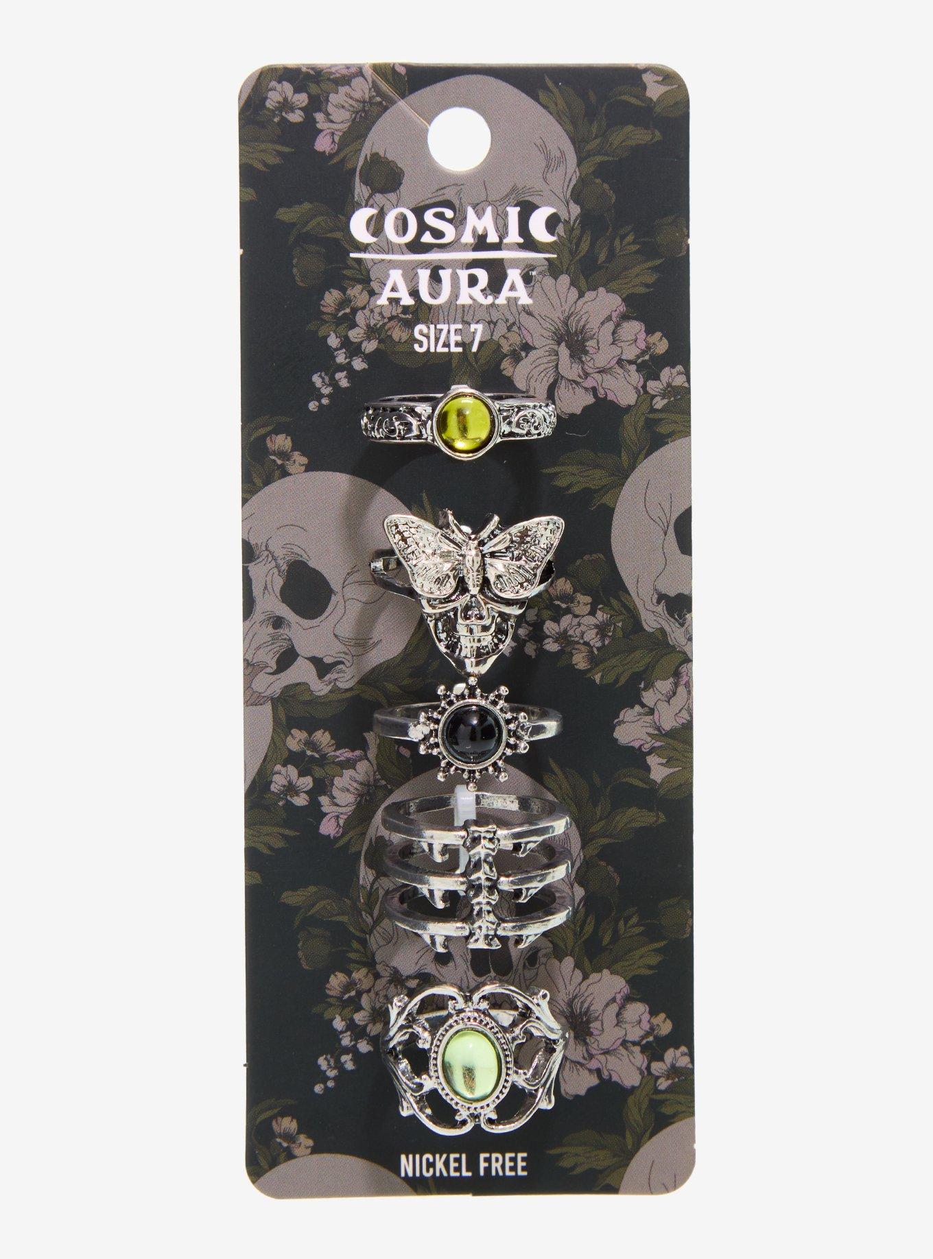 Cosmic Aura Dark Moth Stone Ring Set, , hi-res
