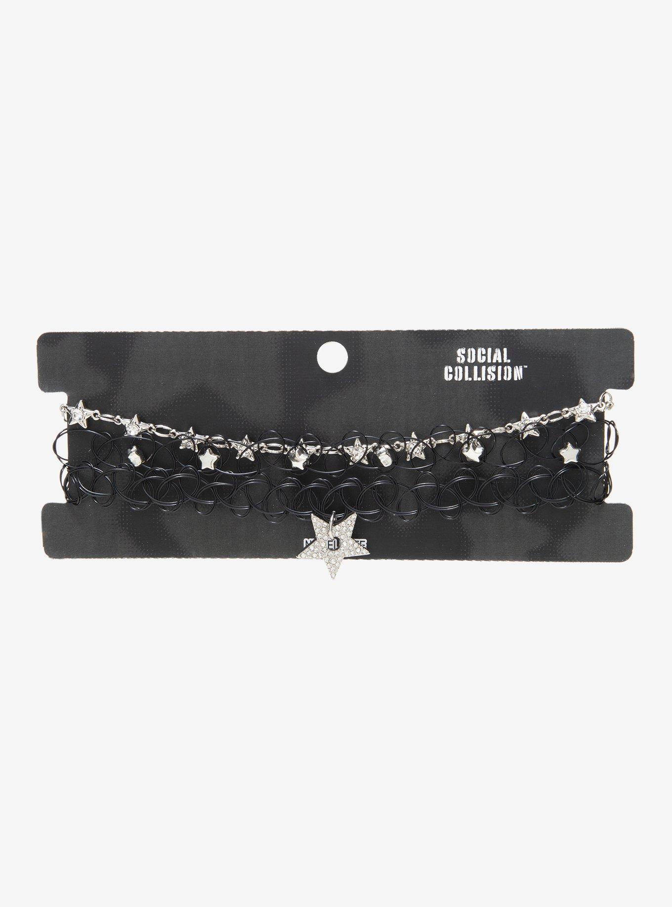 Social Collision Bling Star Tattoo Choker Set, , hi-res