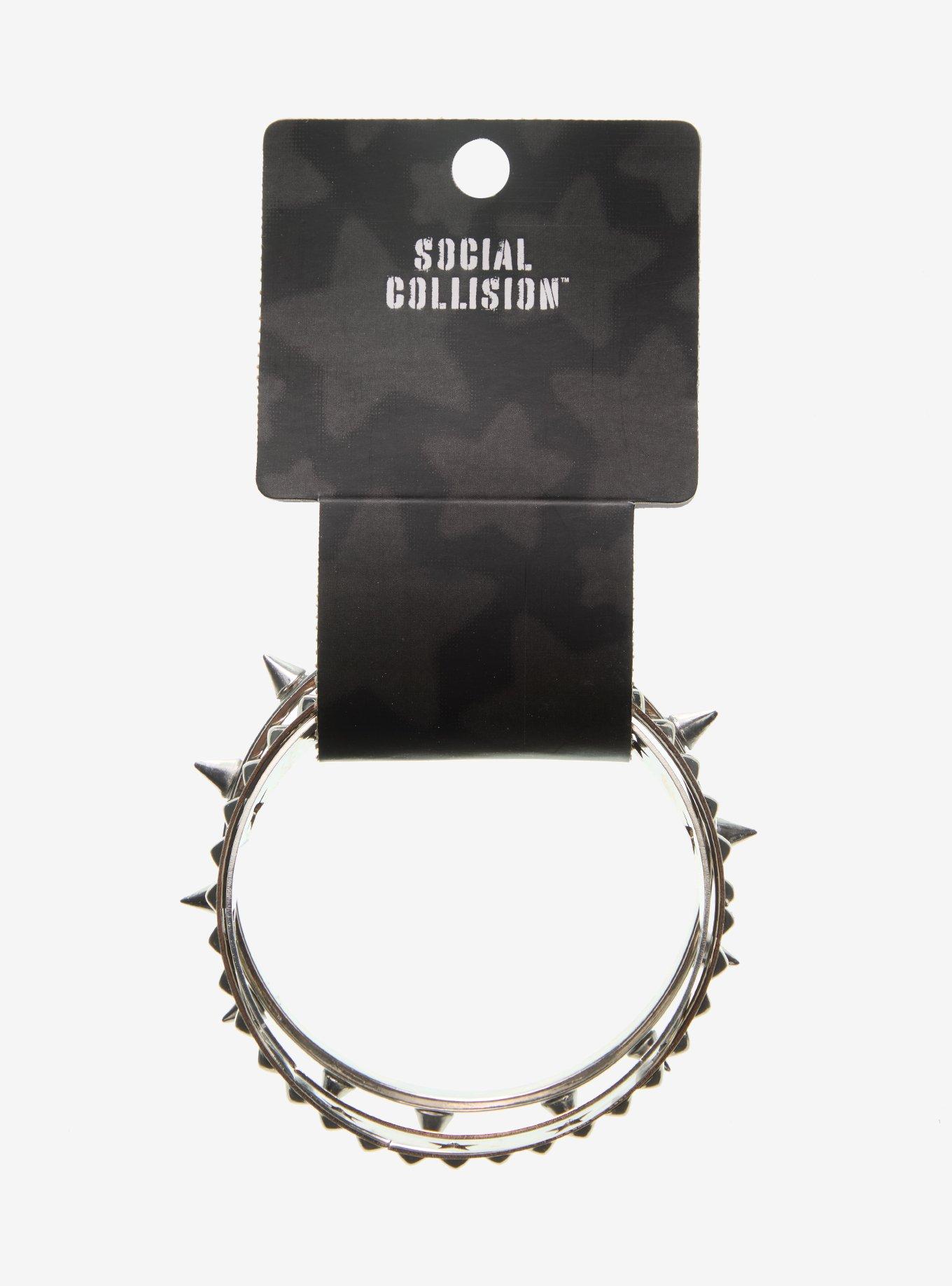Social Collision Star Cutout Bangle Bracelet Set, , hi-res