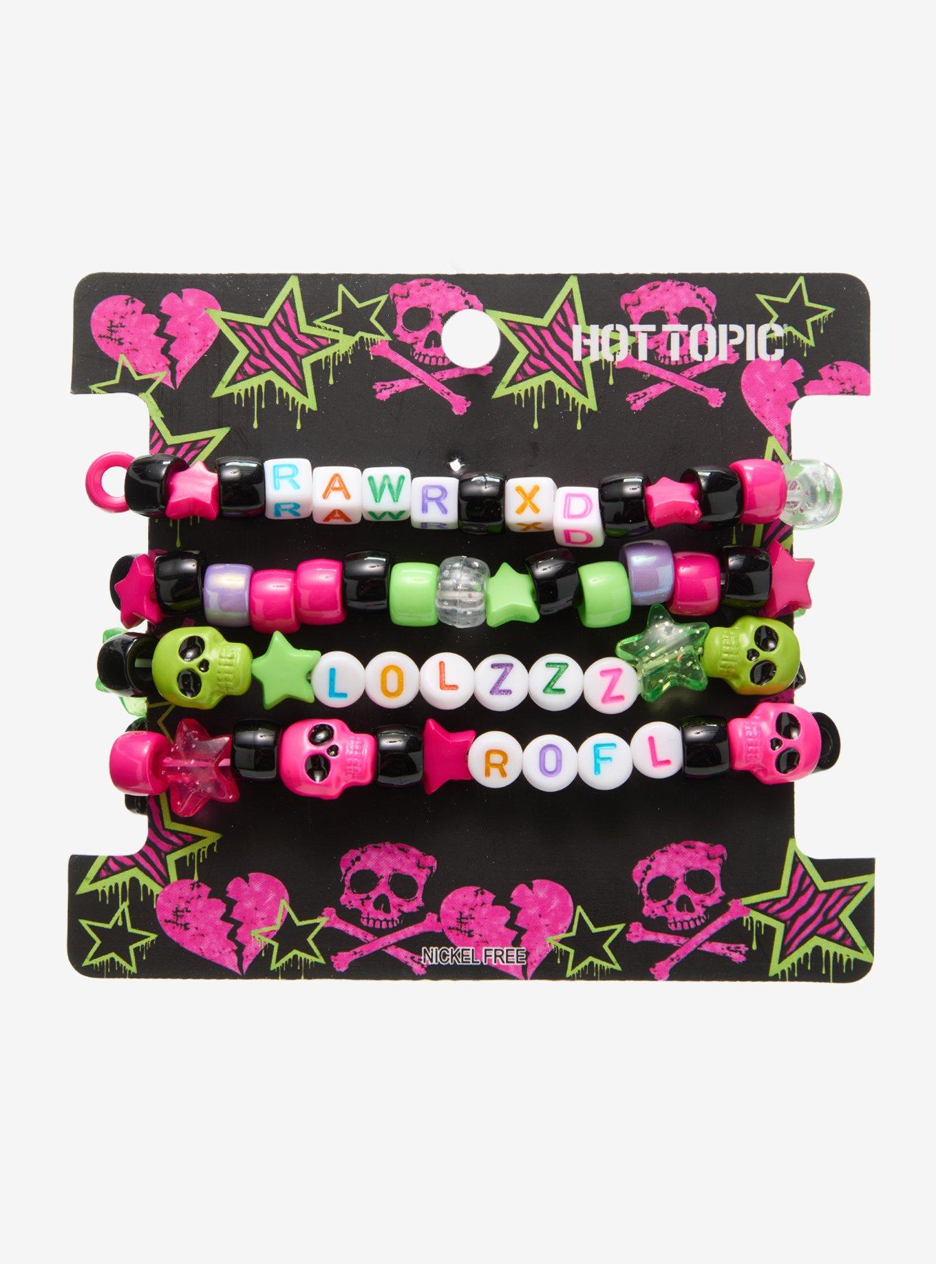 Text Skull Bead Bracelet Set, , hi-res
