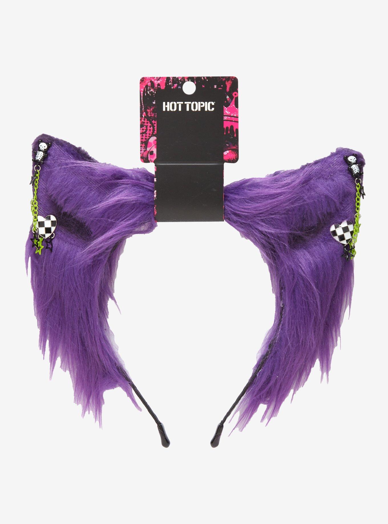Purple Fuzzy Cat Ear Headband, , hi-res