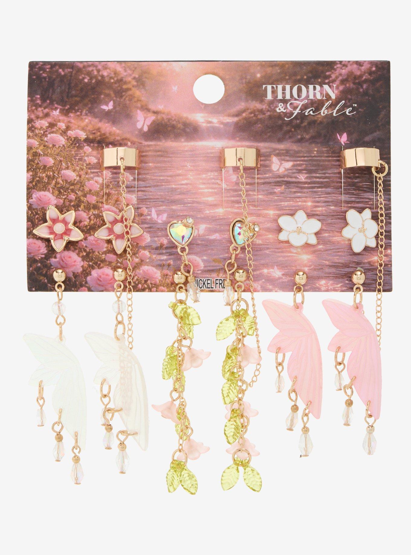 Thorn & Fable Fantasy Fairy Flower Earring Set, , hi-res