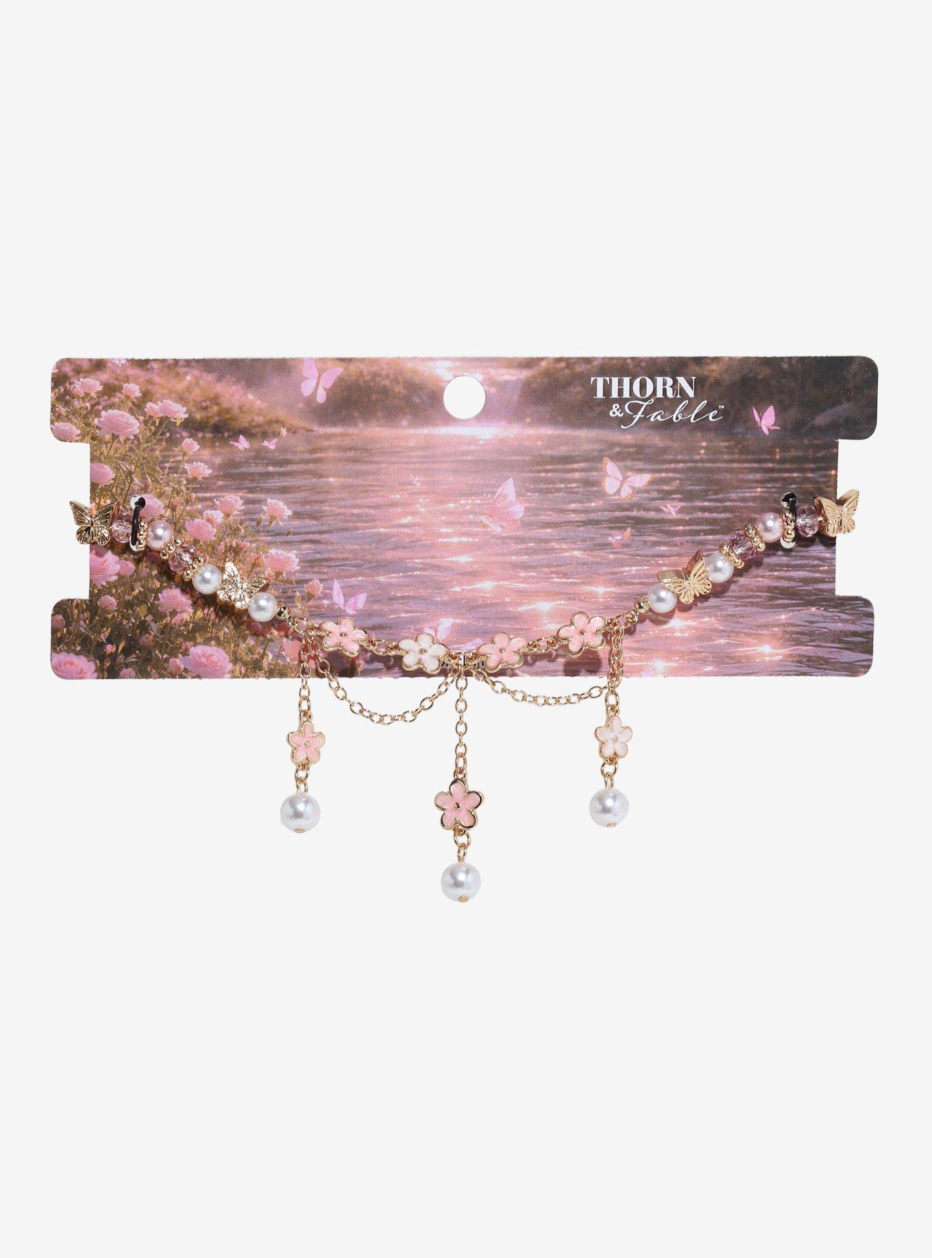 Thorn & Fable Sakura Butterfly Bead Choker, , hi-res