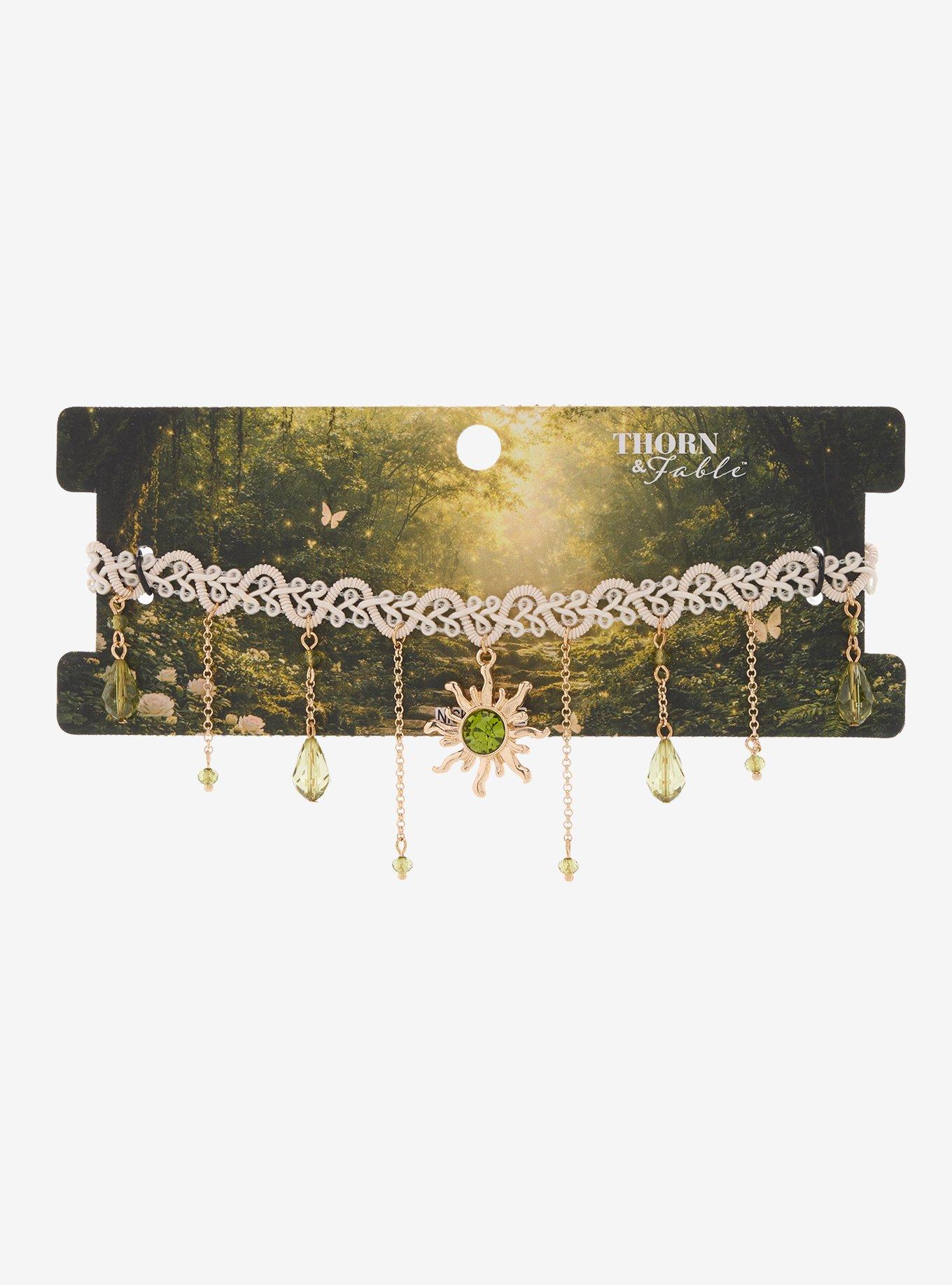 Thorn & Fable Sun Gem Drop Fabric Choker, , hi-res