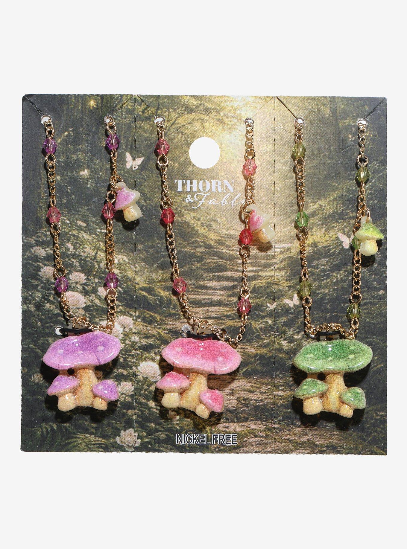 Thorn & Fable Colorful Mushroom Necklace Set, , hi-res