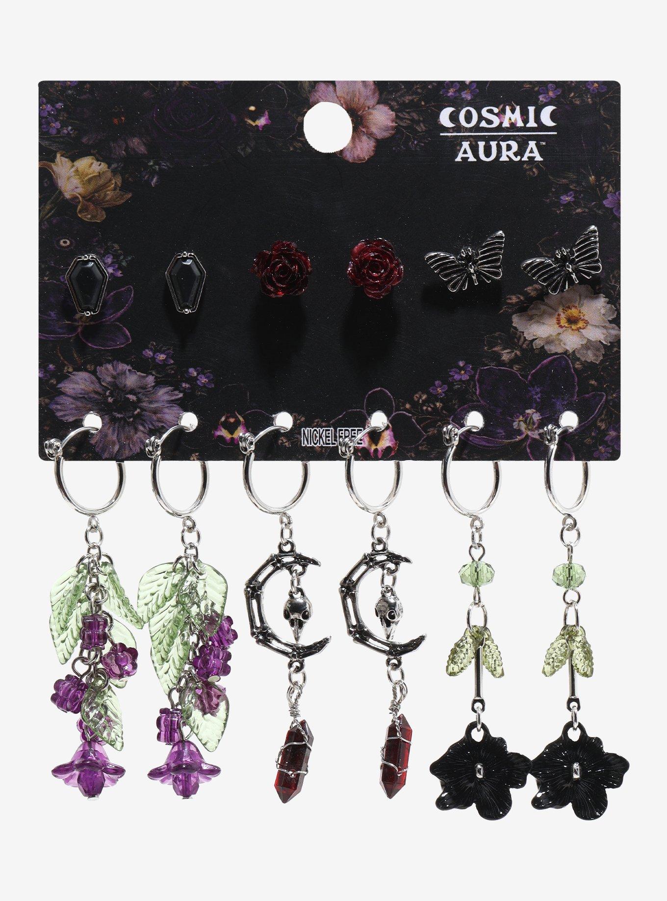 Cosmic Aura Dark Garden Moth Earring Set, , hi-res
