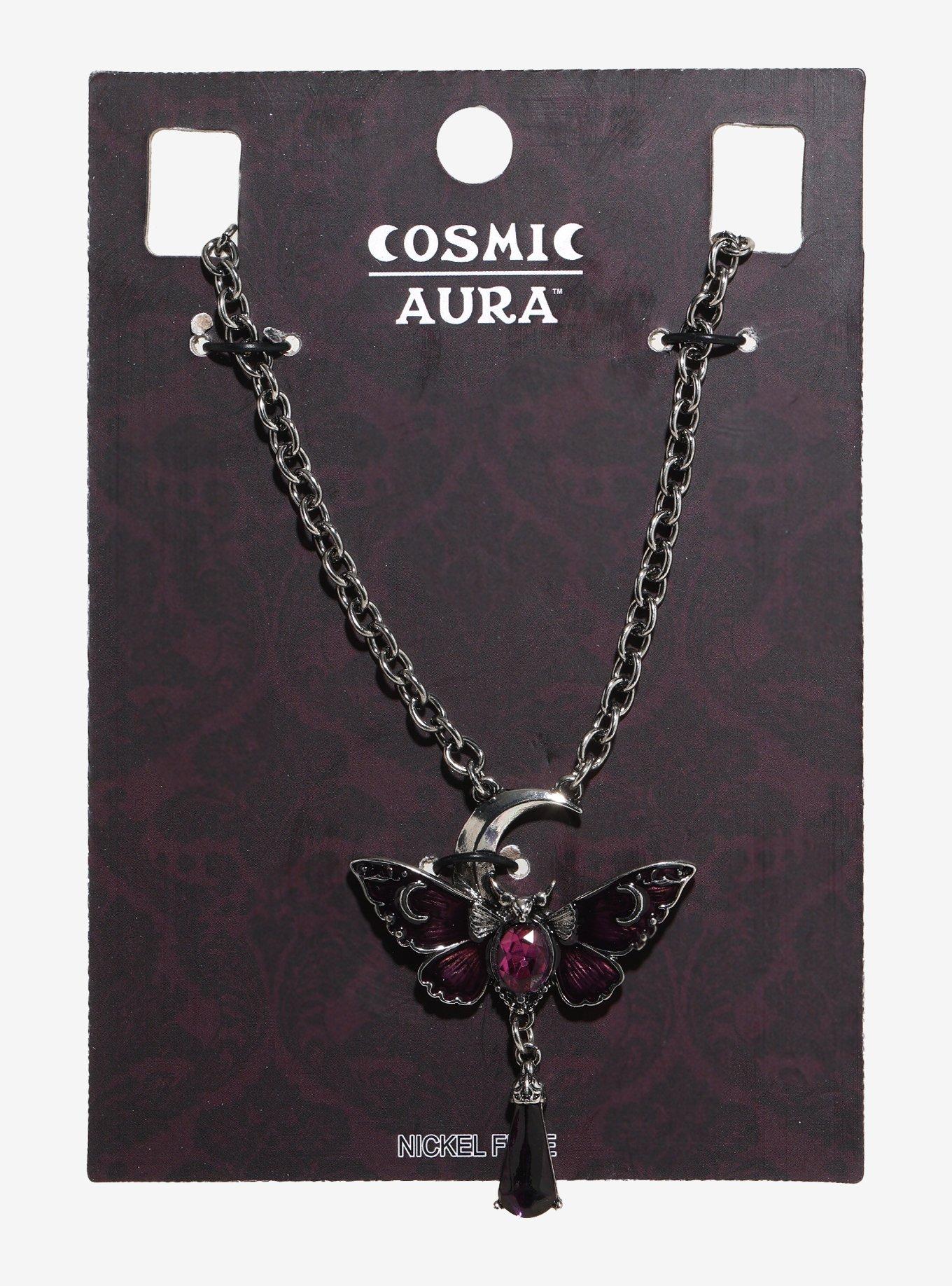 Cosmic Aura Dark Celestial Moth Necklace, , hi-res