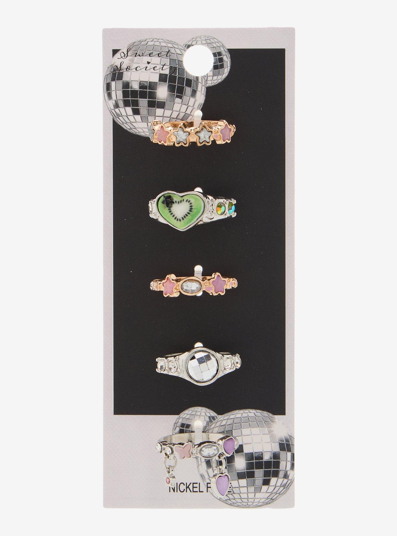 Sweet Society Kiwi Star Disco Ball Ring Set, , hi-res