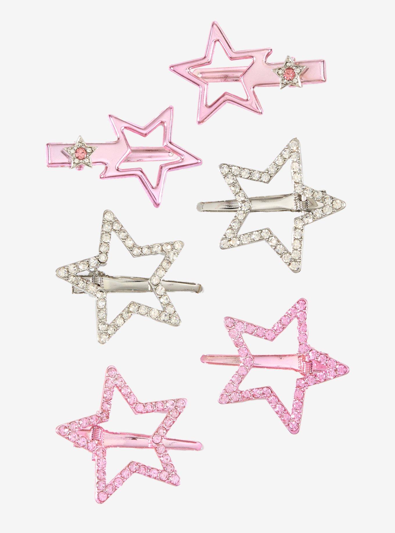 Sweet Society Pink & Silver Star Bling Hair Clip Set, , hi-res