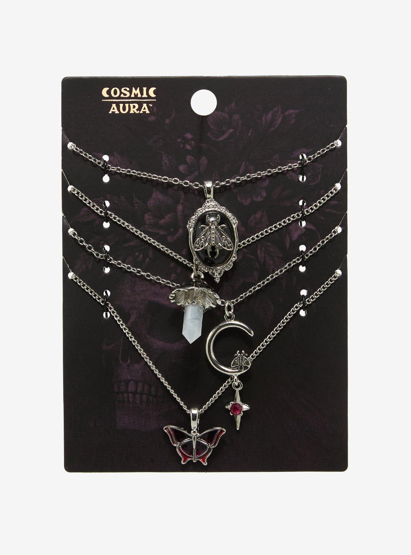 Cosmic Aura Dark Mushroom Celestial Necklace Set, , hi-res