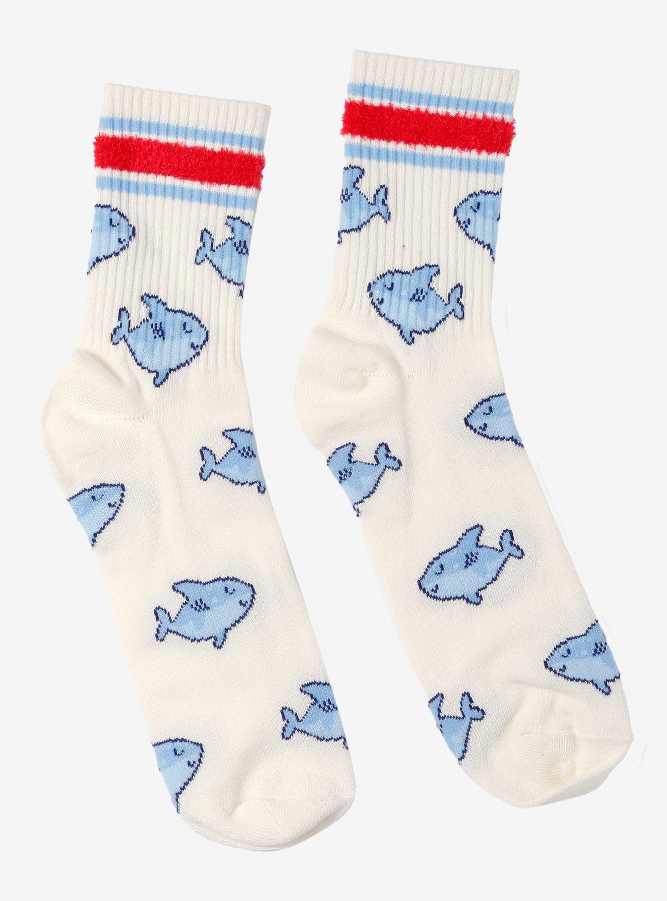 Shark Varsity Stripe Crew Socks, , hi-res