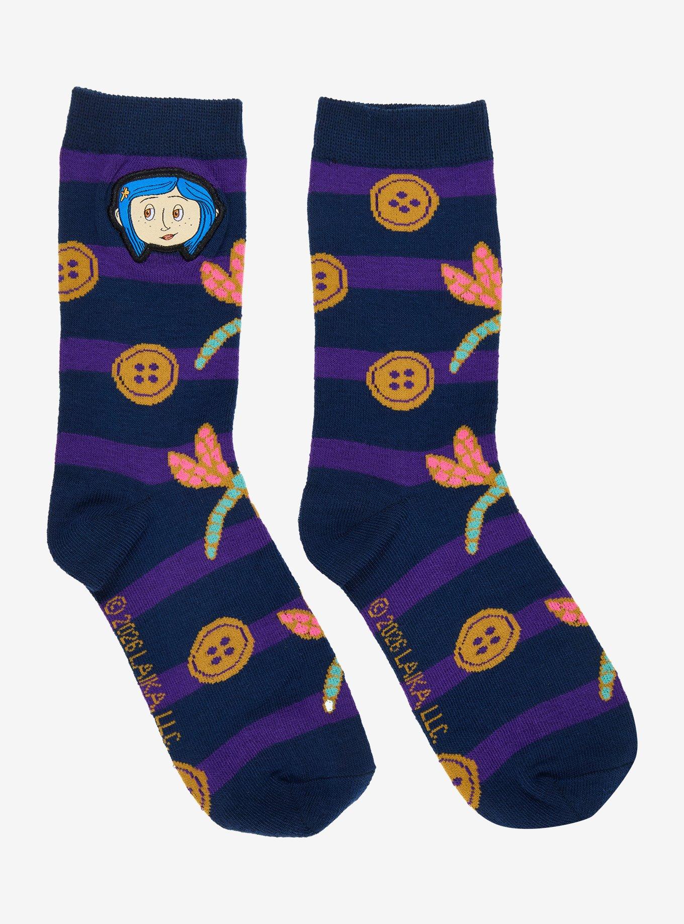 Coraline Stripe Icons Crew Socks, , hi-res