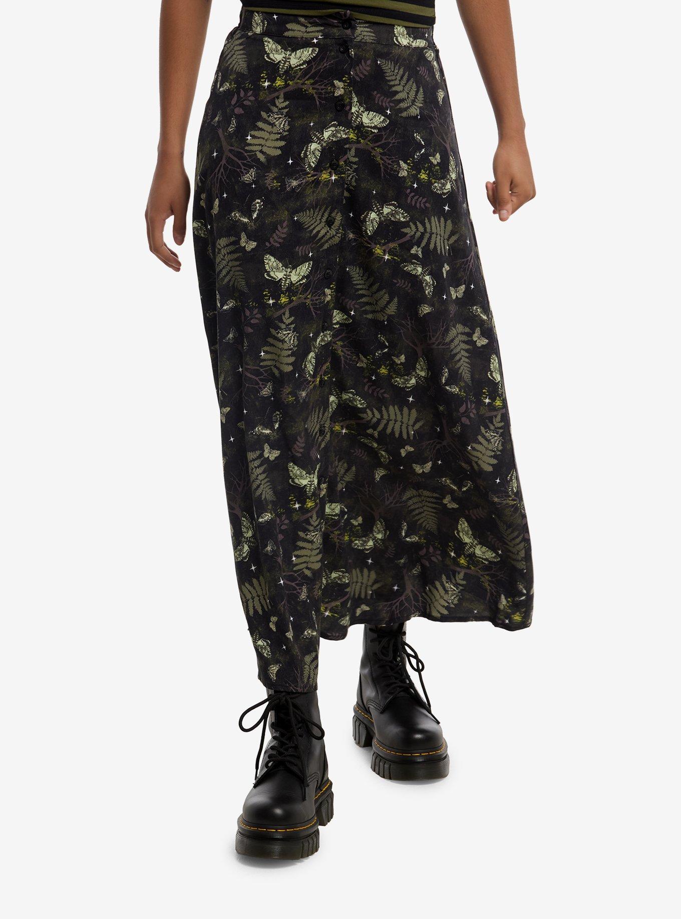 Thorn & Fable Dark Moth Forest Midi Skirt
