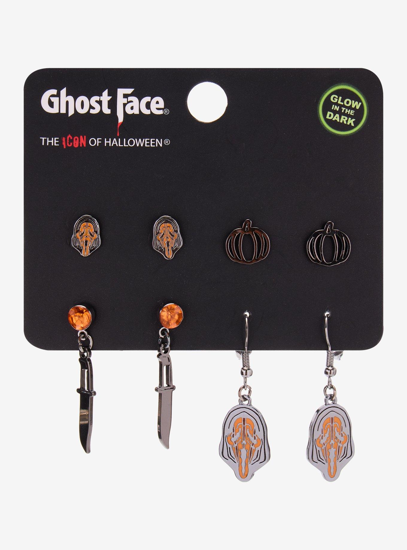 Ghost Face Glow-In-The-Dark Earring Set, , hi-res