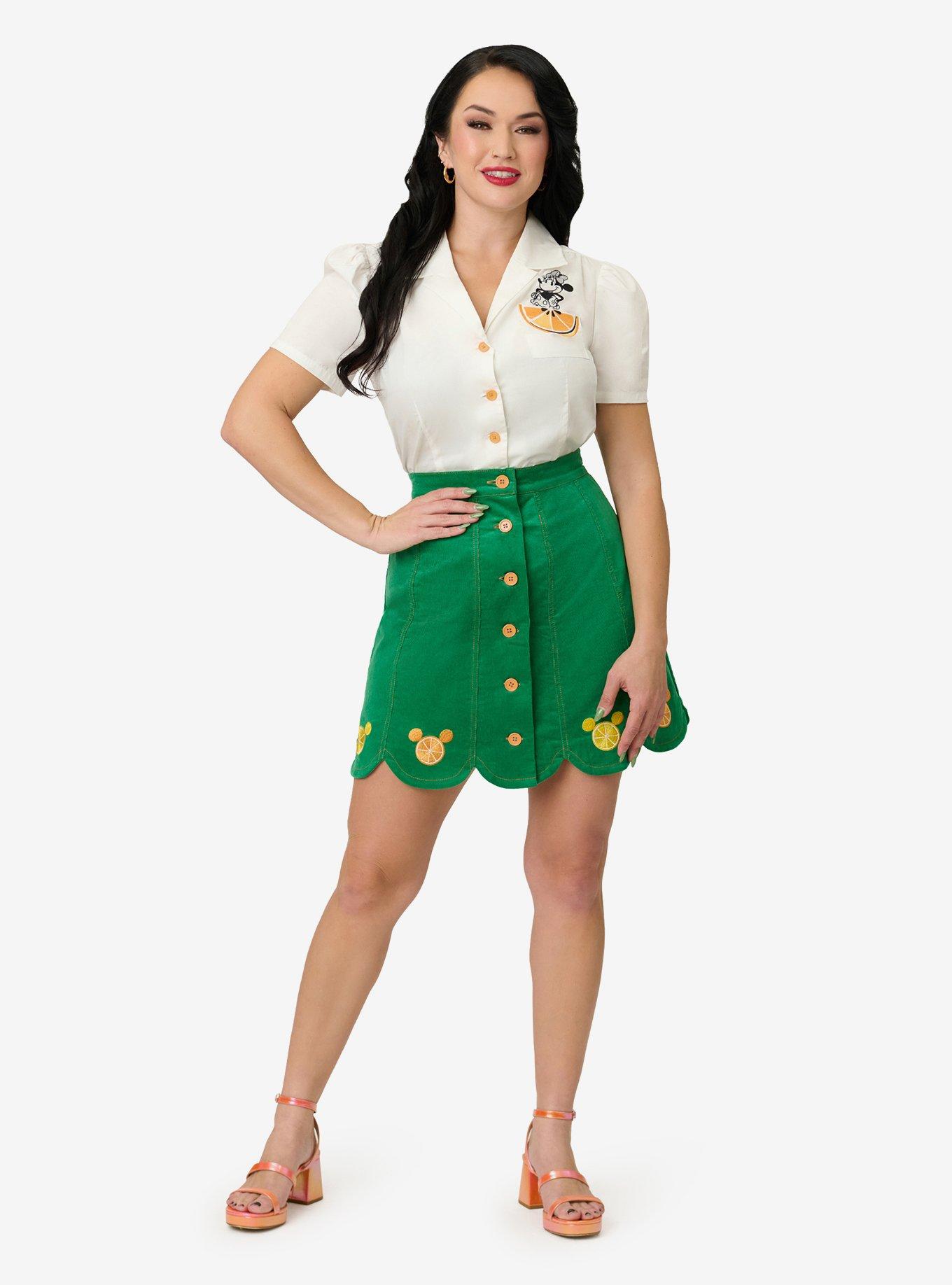Disney Food Collection by Smak Parlour Green Mickey Citrus Corduroy Mini Skirt, , hi-res