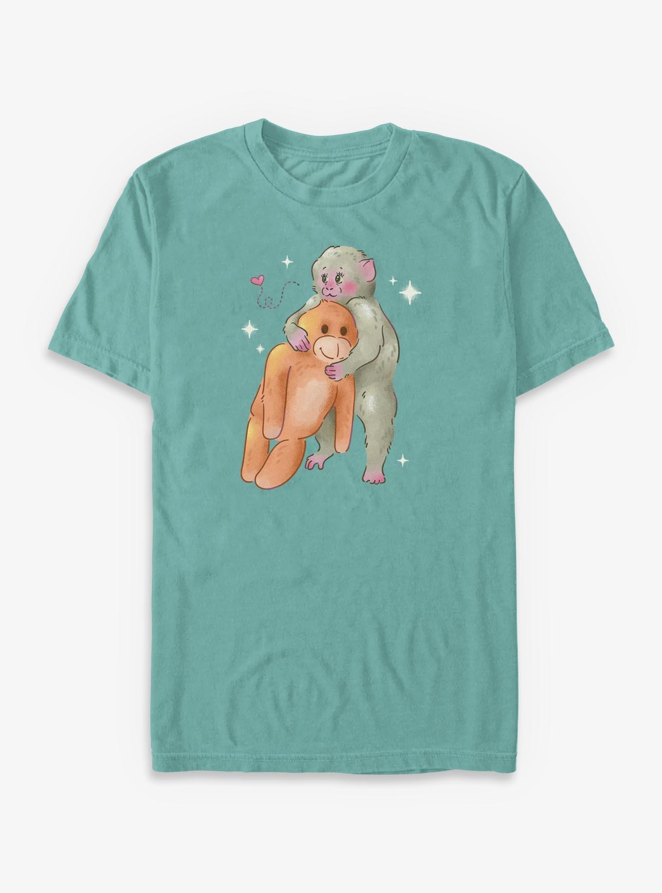 Lonely Monkey Hugging Stuffed Animal Garment-Dyed T-Shirt, , hi-res
