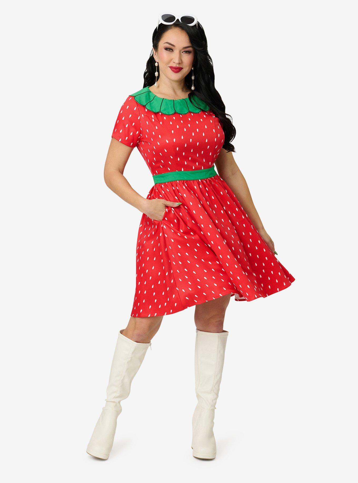 Smak Parlour Red & Green Petal Collar Flare Dress, , hi-res