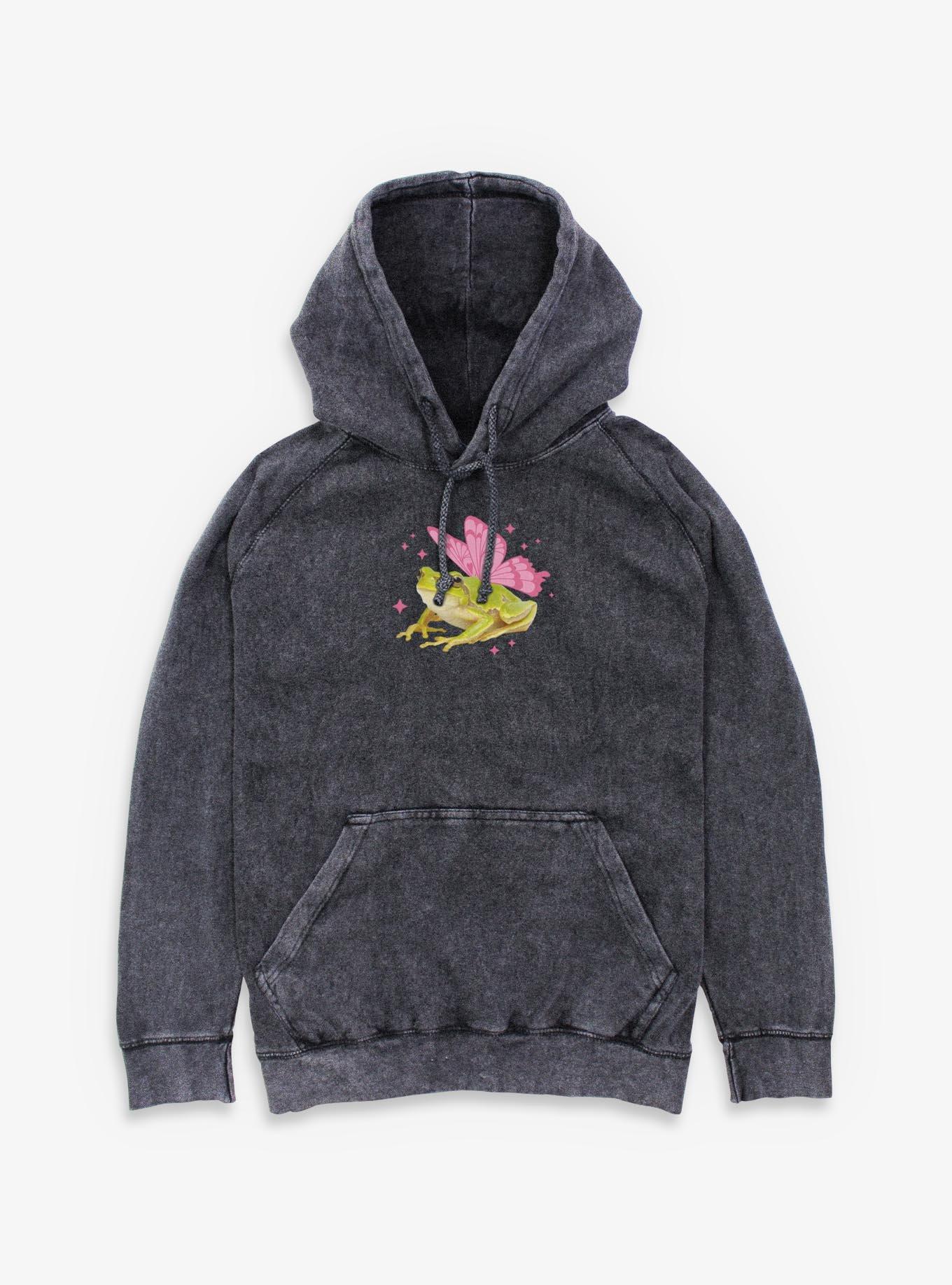 Frog Butterfly Wings Mineral Wash Hoodie Hot Topic Exclusive, , hi-res