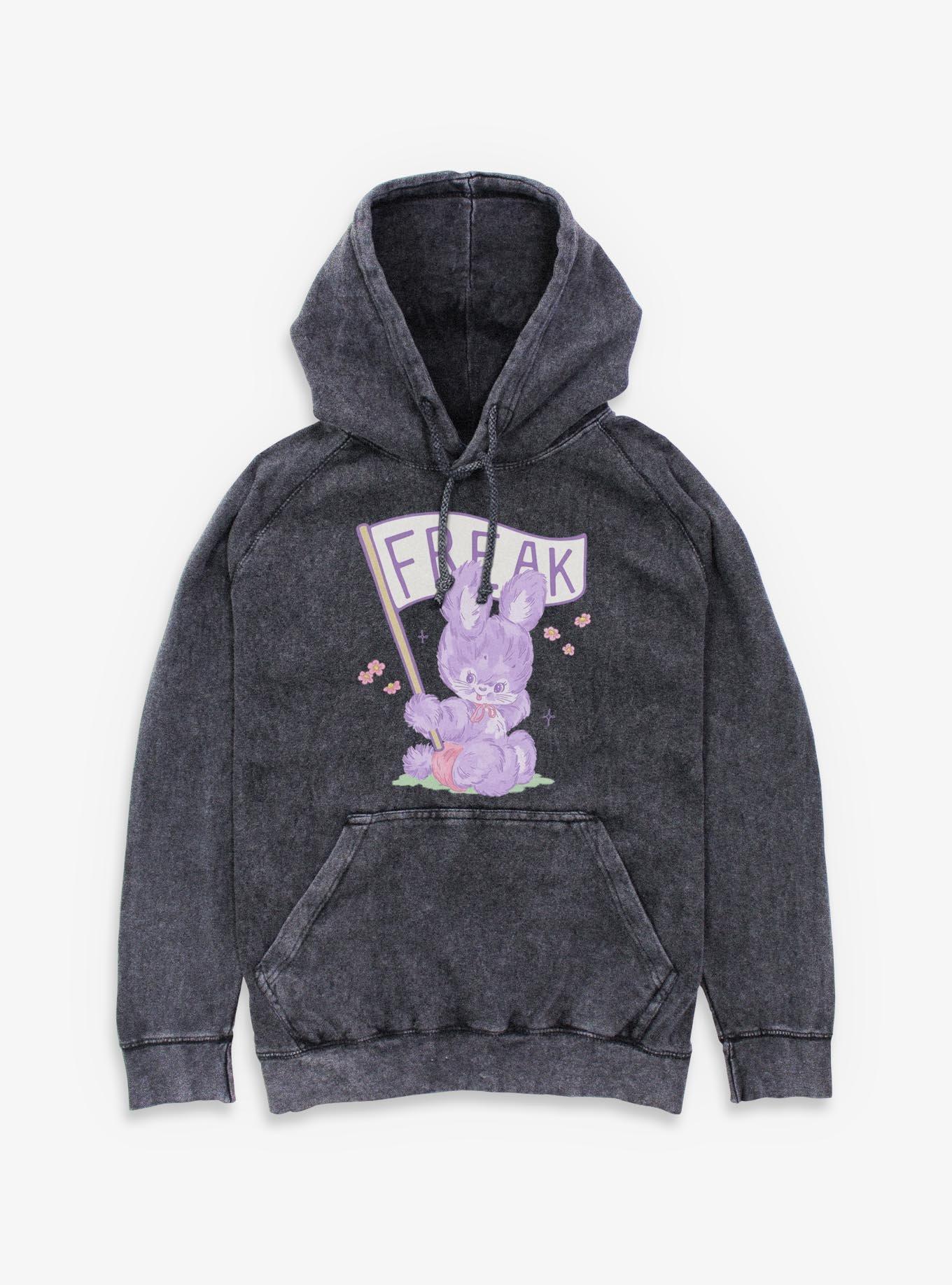 Freak Fuzzy Bunny Mineral Wash Hoodie Hot Topic Exclusive, , hi-res