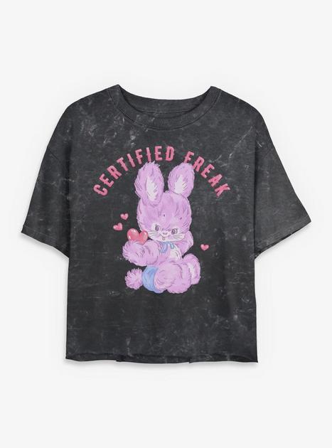 Certified Freak Fuzzy Bunny Girls Mineral Wash Crop T-Shirt Hot Topic ...