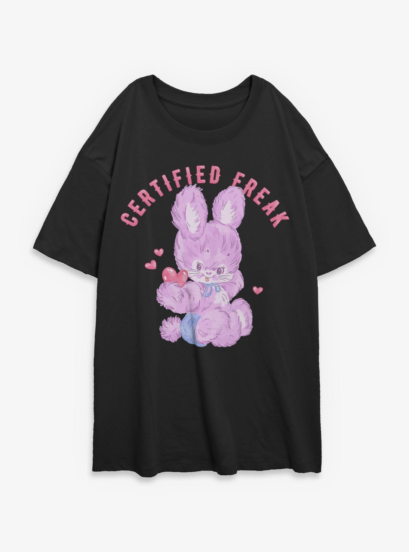Certified Freak Fuzzy Bunny Girls Oversized T-Shirt Hot Topic Exclusive, , hi-res