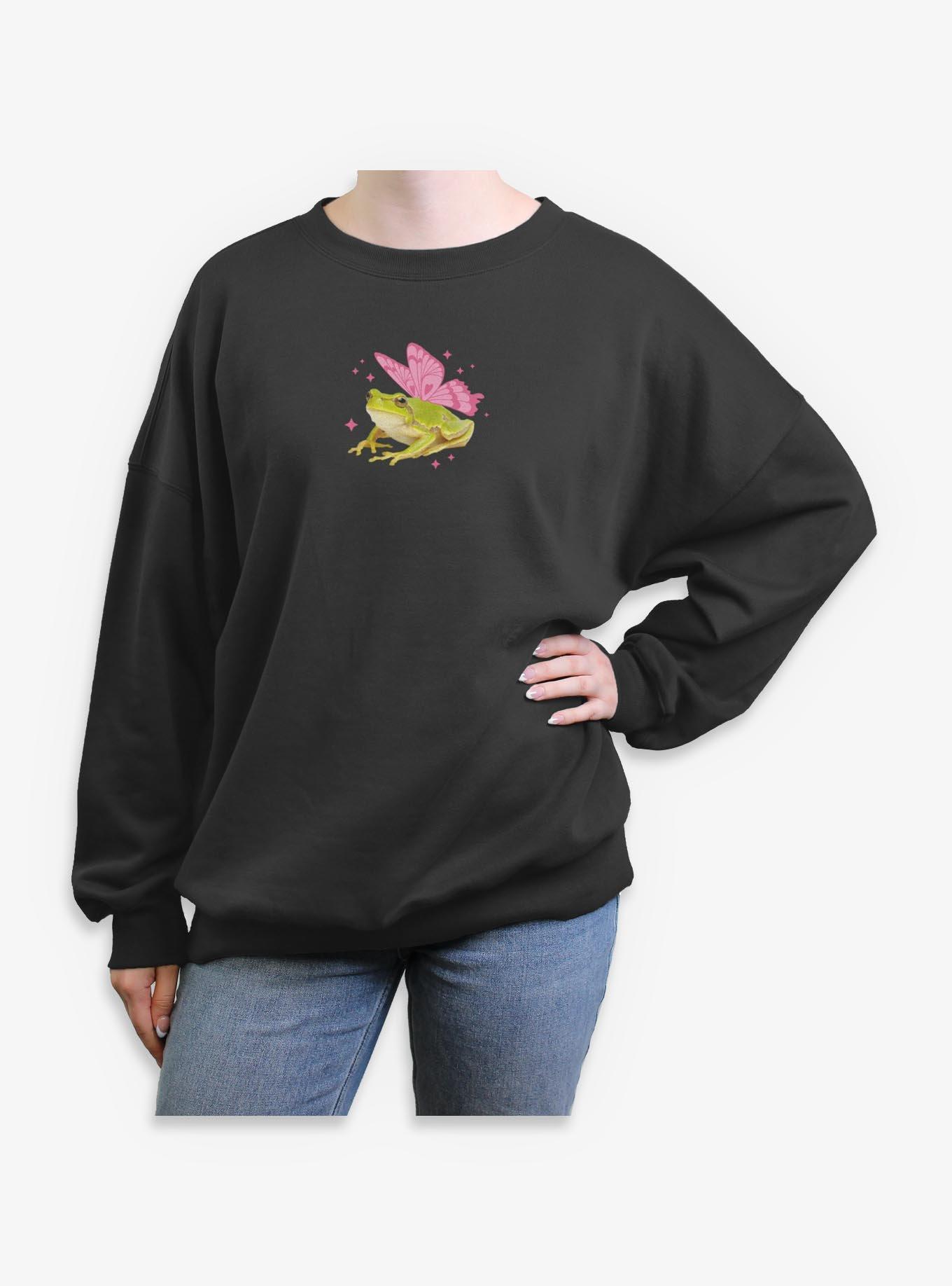 Frog Butterfly Wings Girls Oversized Sweatshirt Hot Topic Exclusive, , hi-res