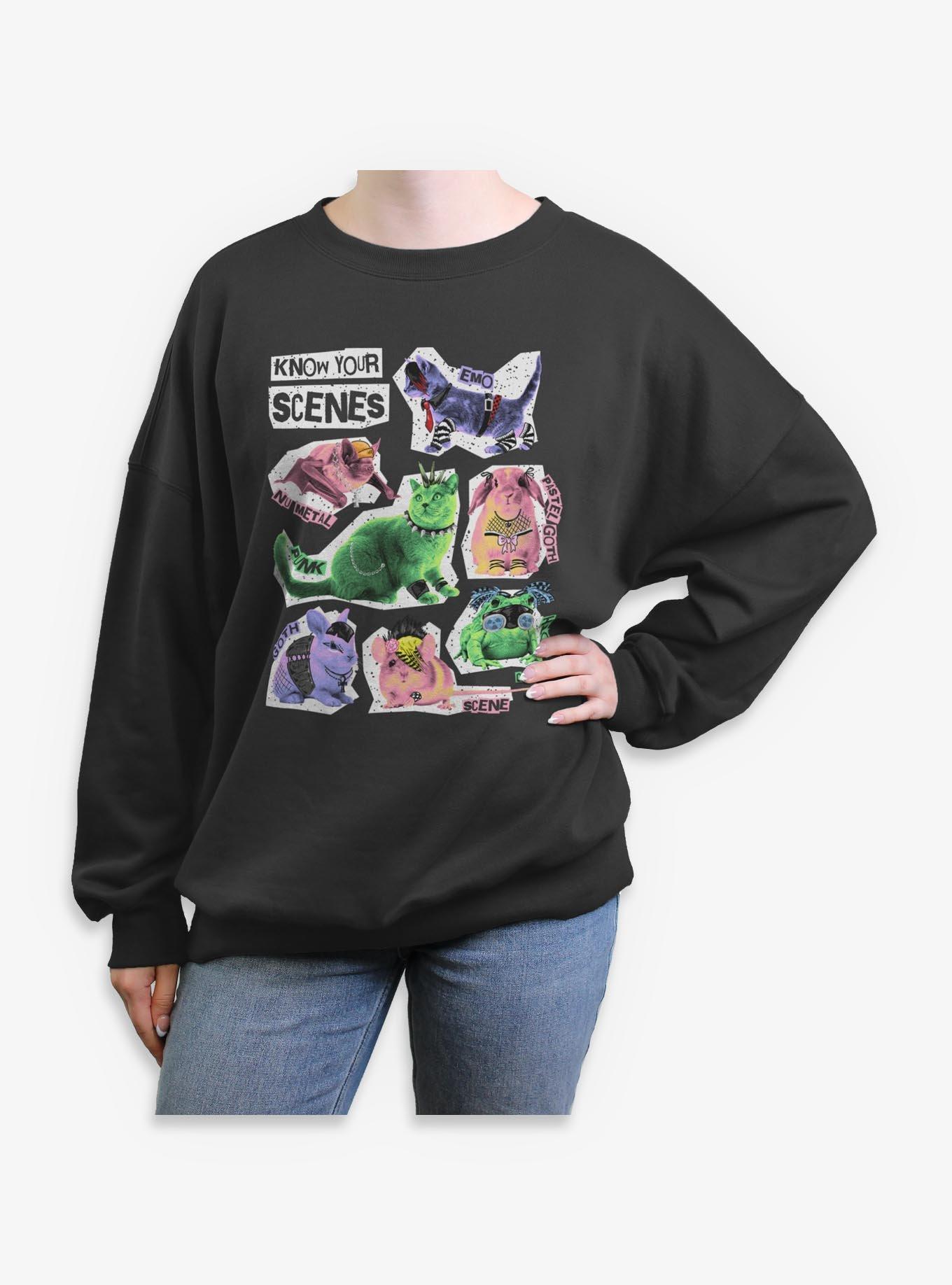 Punk Pets Girls Oversized Sweatshirt Hot Topic Exclusive, , hi-res