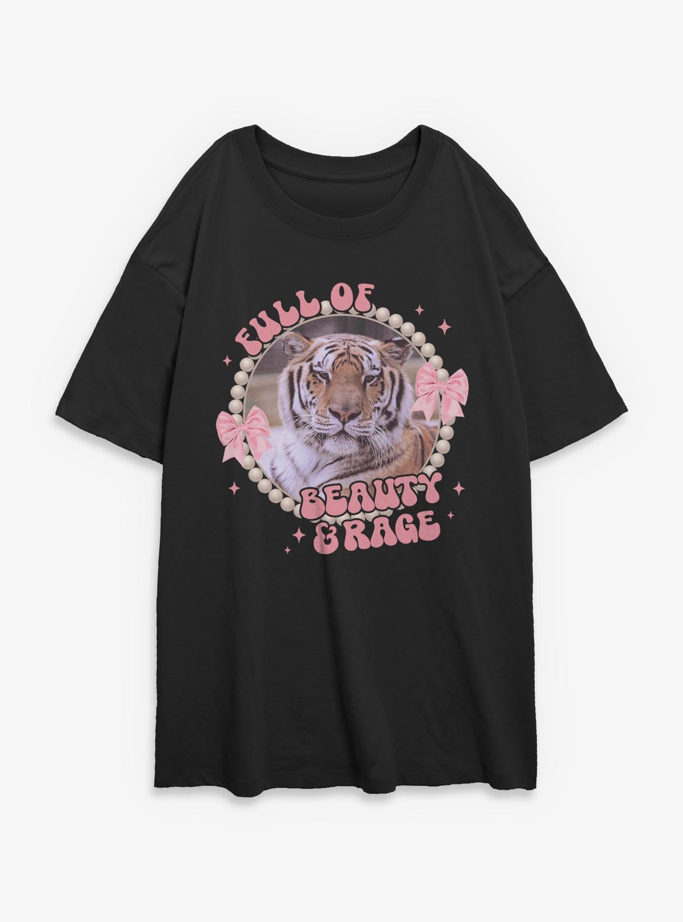 Full Of Beauty And Rage Tiger Womens Oversized T-Shirt Box Lunch Exclusive, BLACK, hi-res