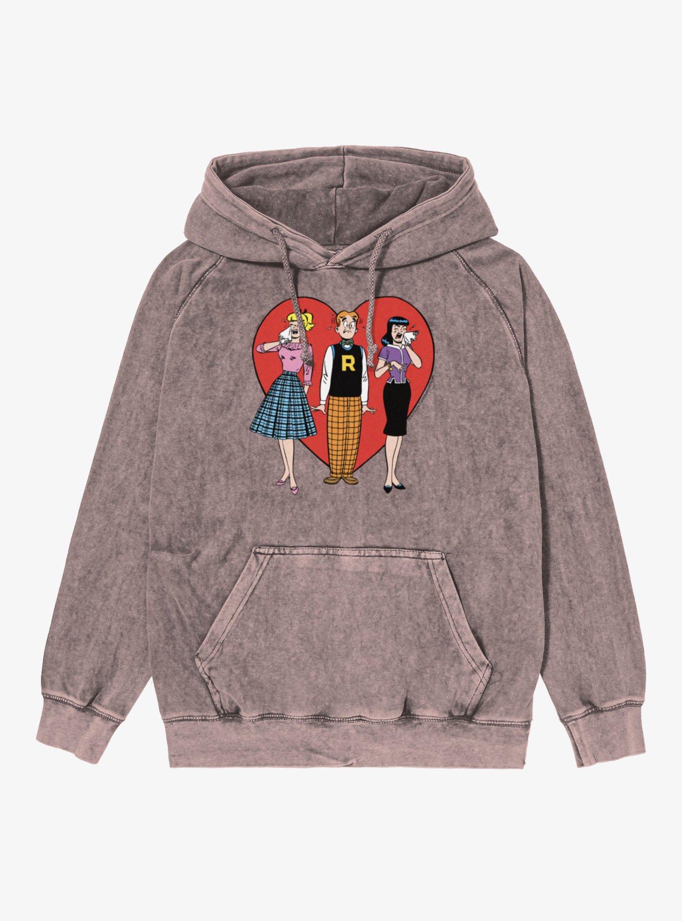 Archie Comics Heart Breaker Mineral Wash Hoodie, DUSTY ROSE, hi-res view 1