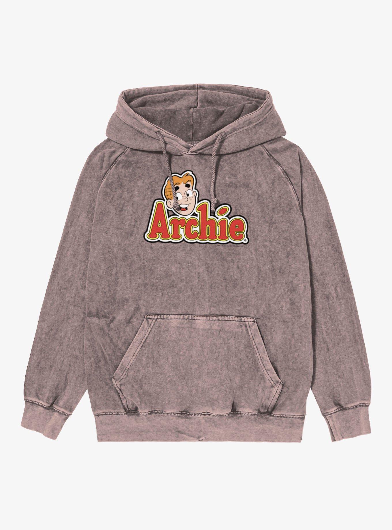 Archie Comics Logo Mineral Wash Hoodie, DUSTY ROSE, hi-res view 1