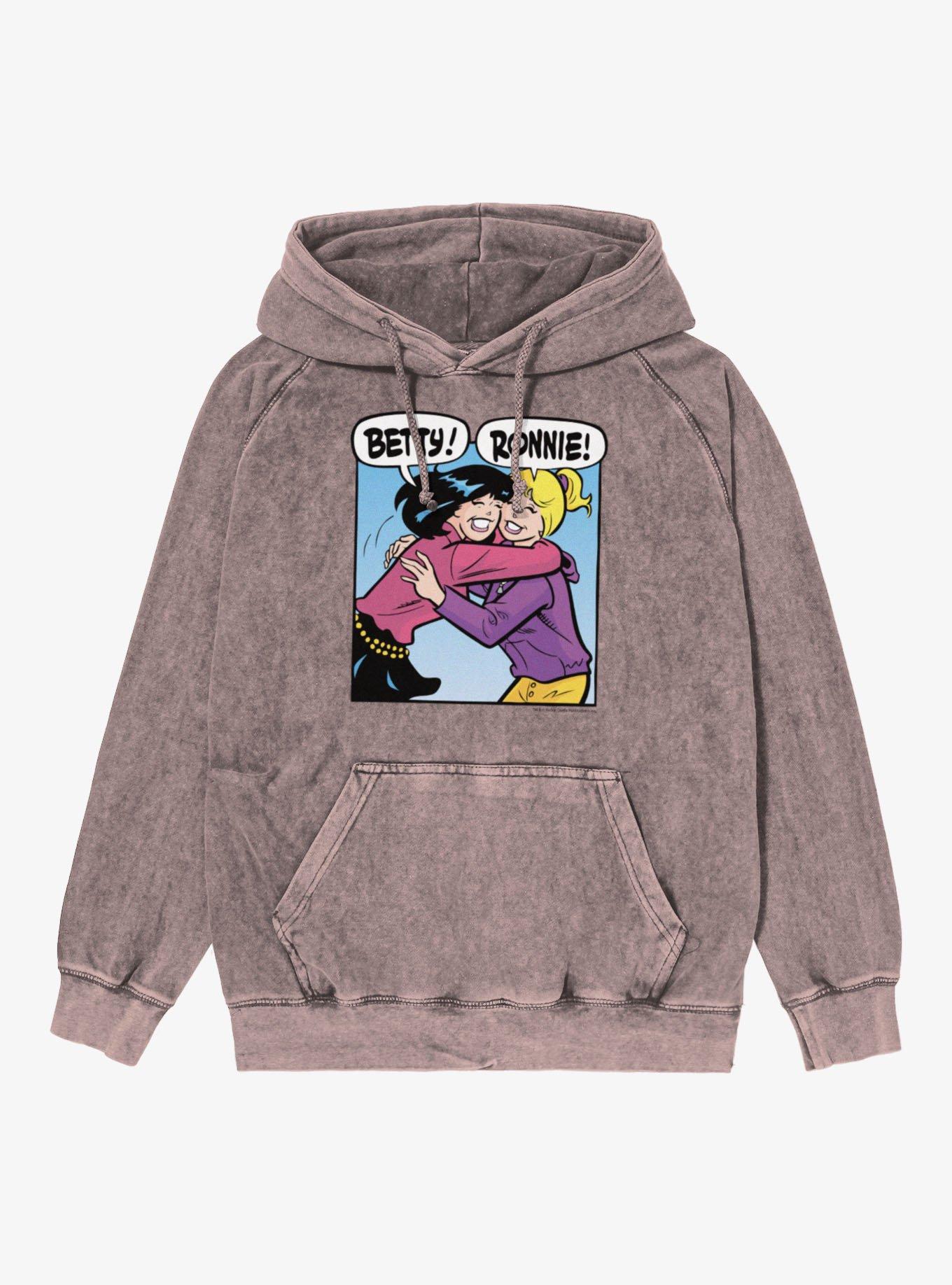 Archie Comics Betty And Ronnie Hug Mineral Wash Hoodie, , hi-res
