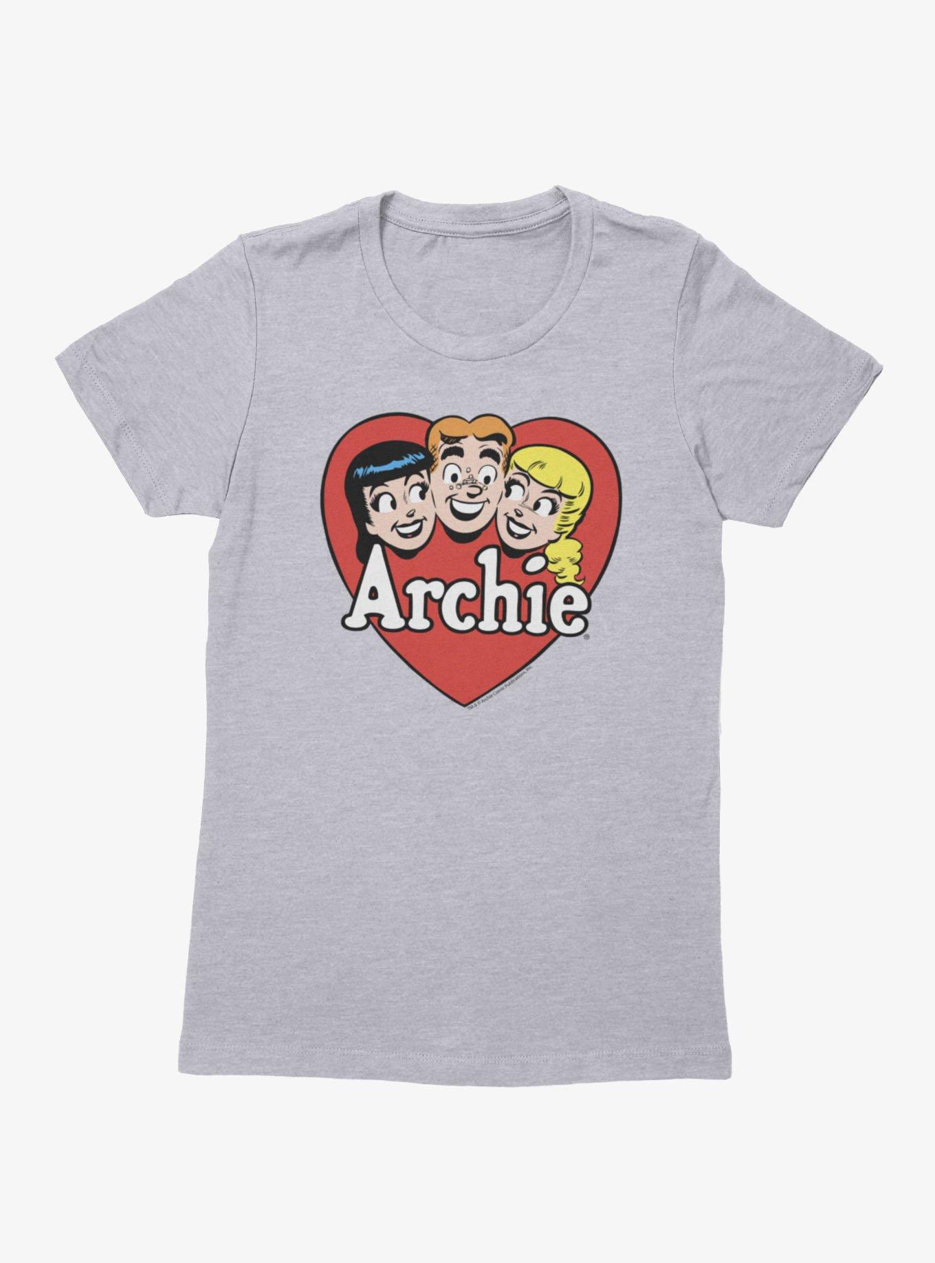 Archie Comics Heart Love Trio Womens T-Shirt, HEATHER GREY, hi-res view 1