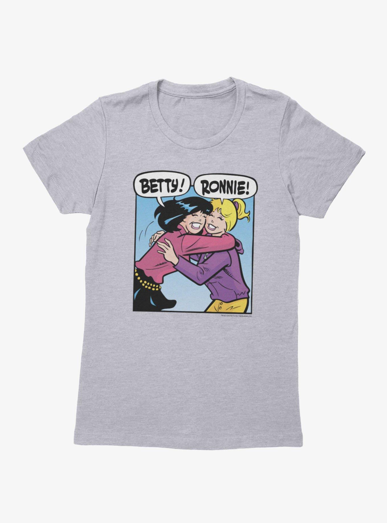 Archie Comics Betty And Ronnie Hug Womens T-Shirt, HEATHER GREY, hi-res view 1
