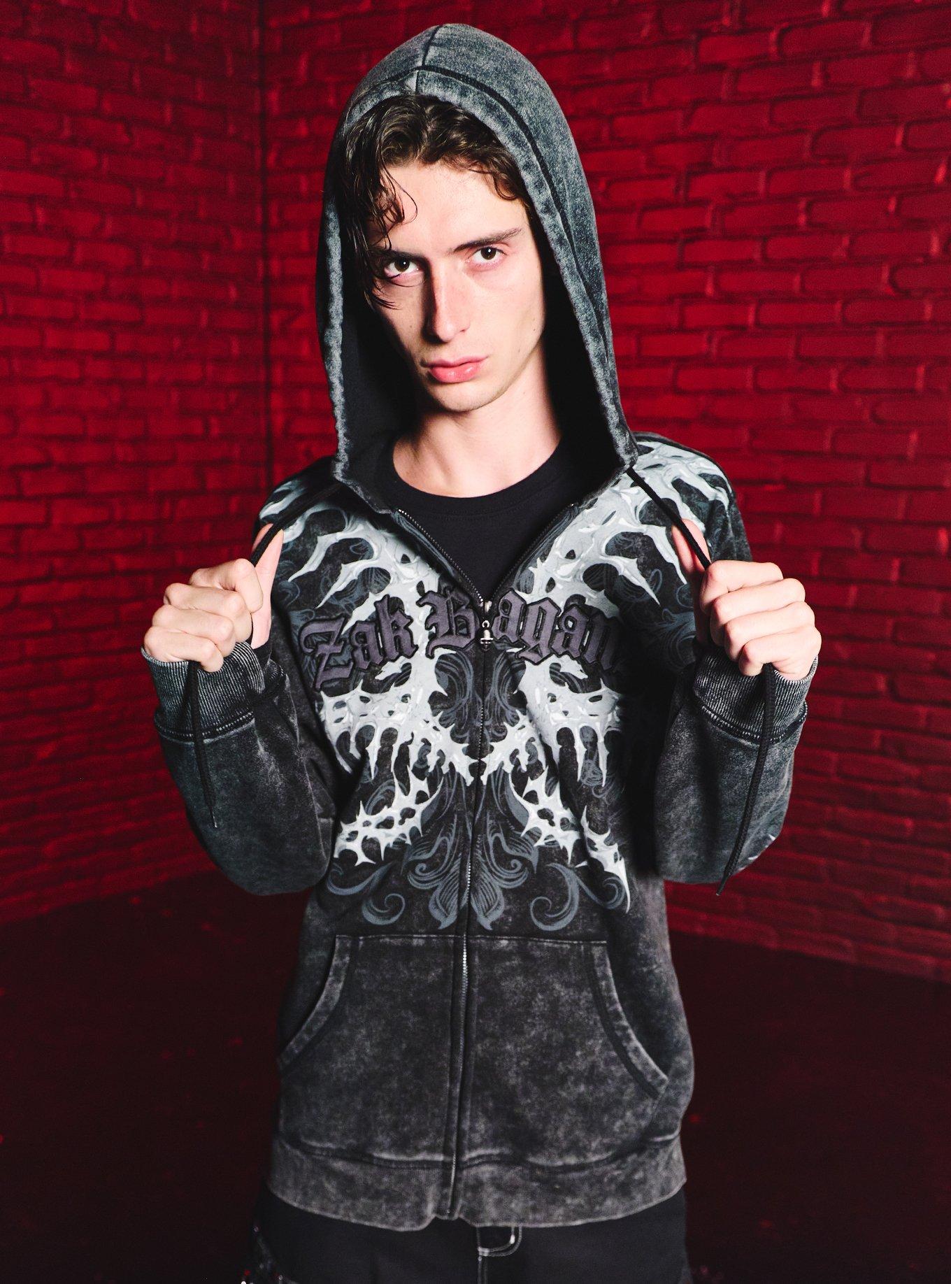 The Bonez 骸骨アート パーカー 黒 Zak Bagans Vertebrae Hoodie | Hot Topic