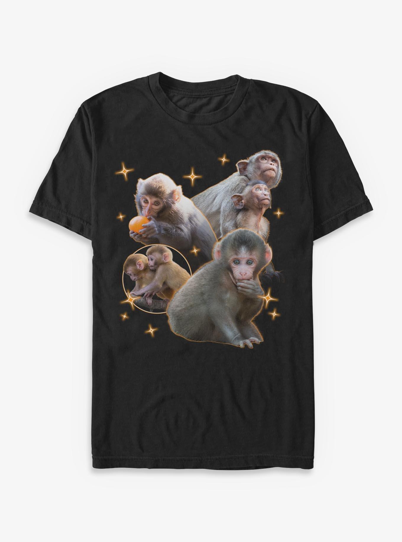 Monkey Hugs Montage T-Shirt - BLACK | Hot Topic