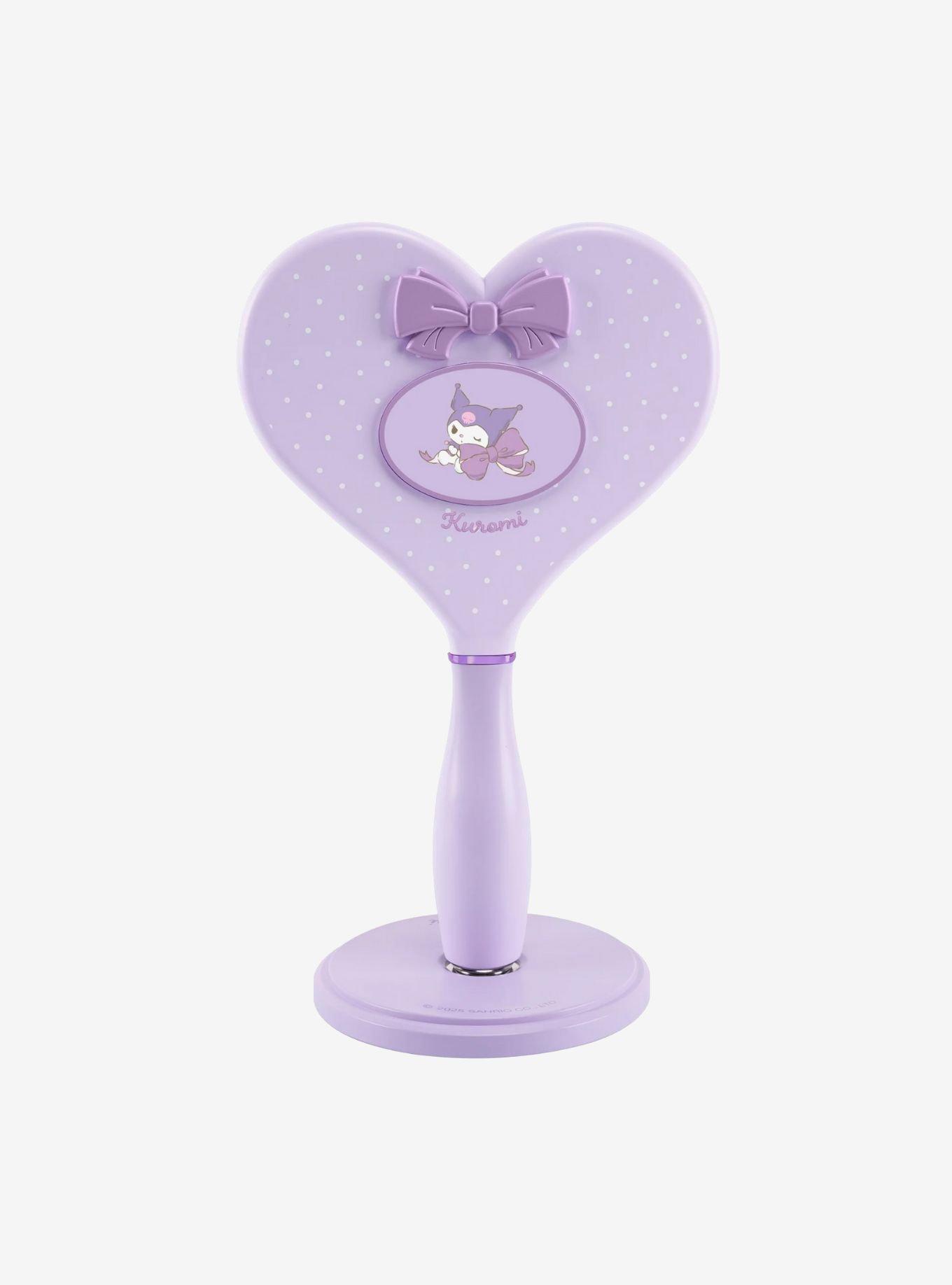 Kuromi Lovely Ribbon Heart Handheld Makeup Mirror with Standing Base, , hi-res