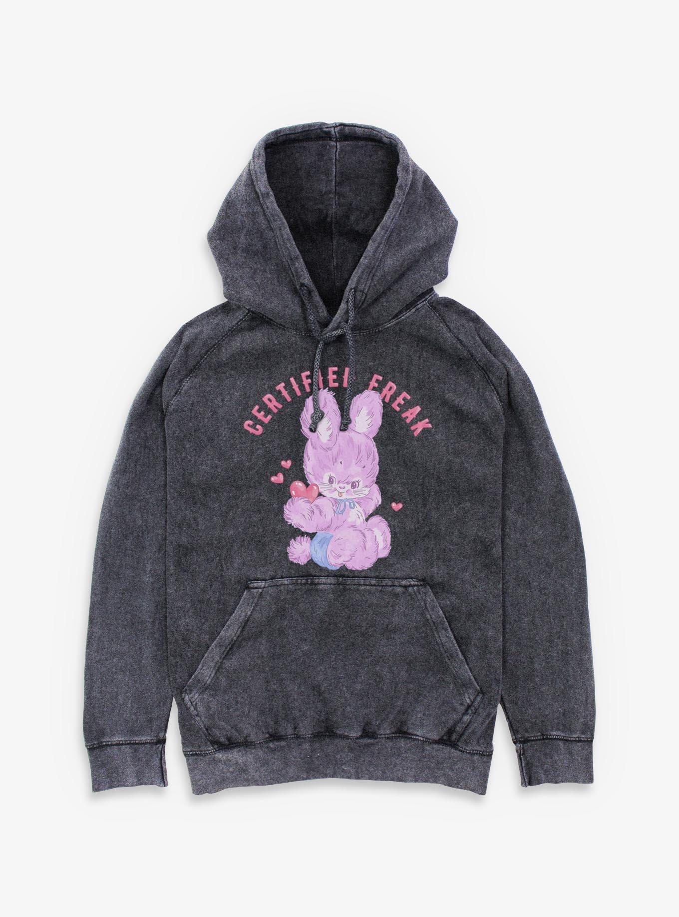 Certified Freak Hearts Bunny Mineral Wash Hoodie Box Lunch Exclusive, , hi-res