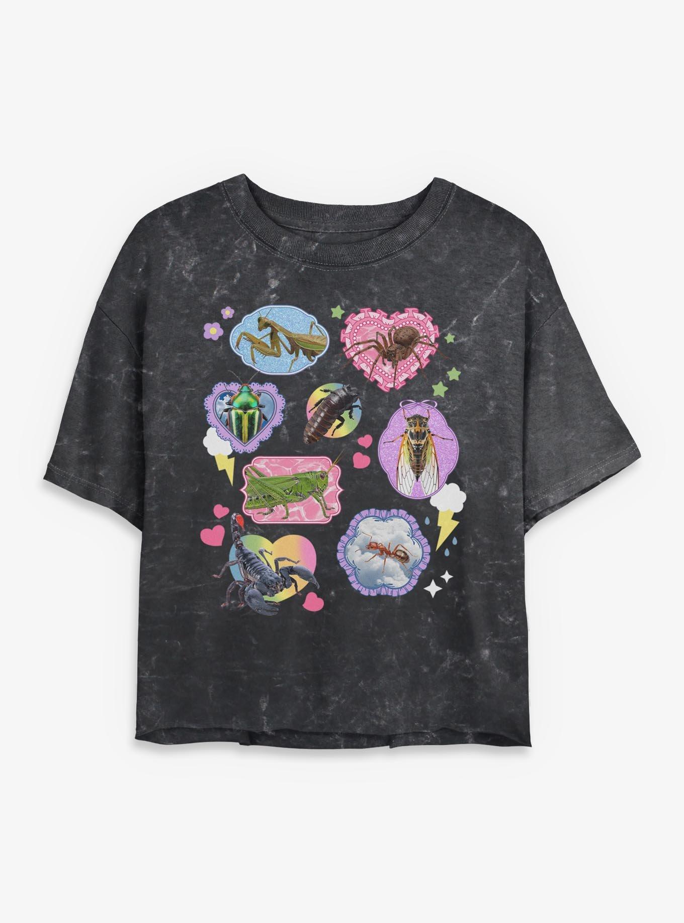 Creepy Cutie Bugs Mineral Wash Womens Crop T-Shirt Box Lunch Exclusive, , hi-res