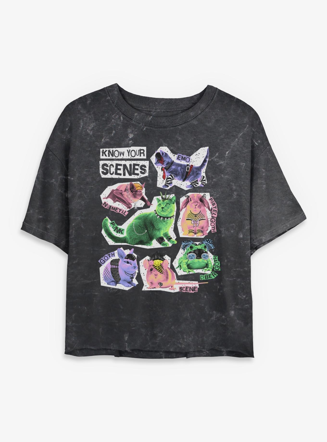 Know Your Scene Cute Punk Animal Chart Mineral Wash Womens Crop T-Shirt Box Lunch Exclusive