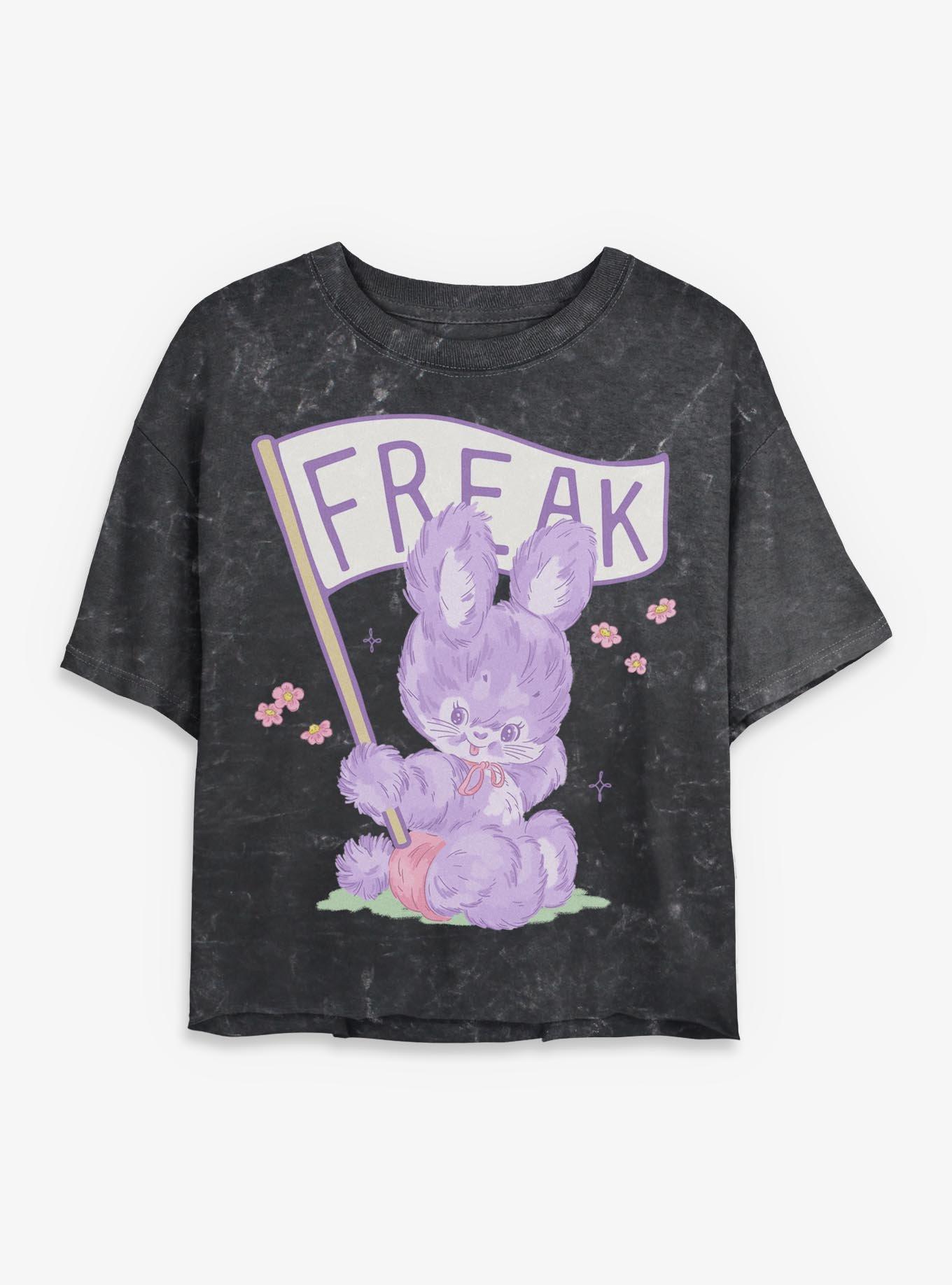 Wave That Freak Flag Floral Bunny Mineral Wash Womens Crop T-Shirt Box Lunch Exclusive, , hi-res