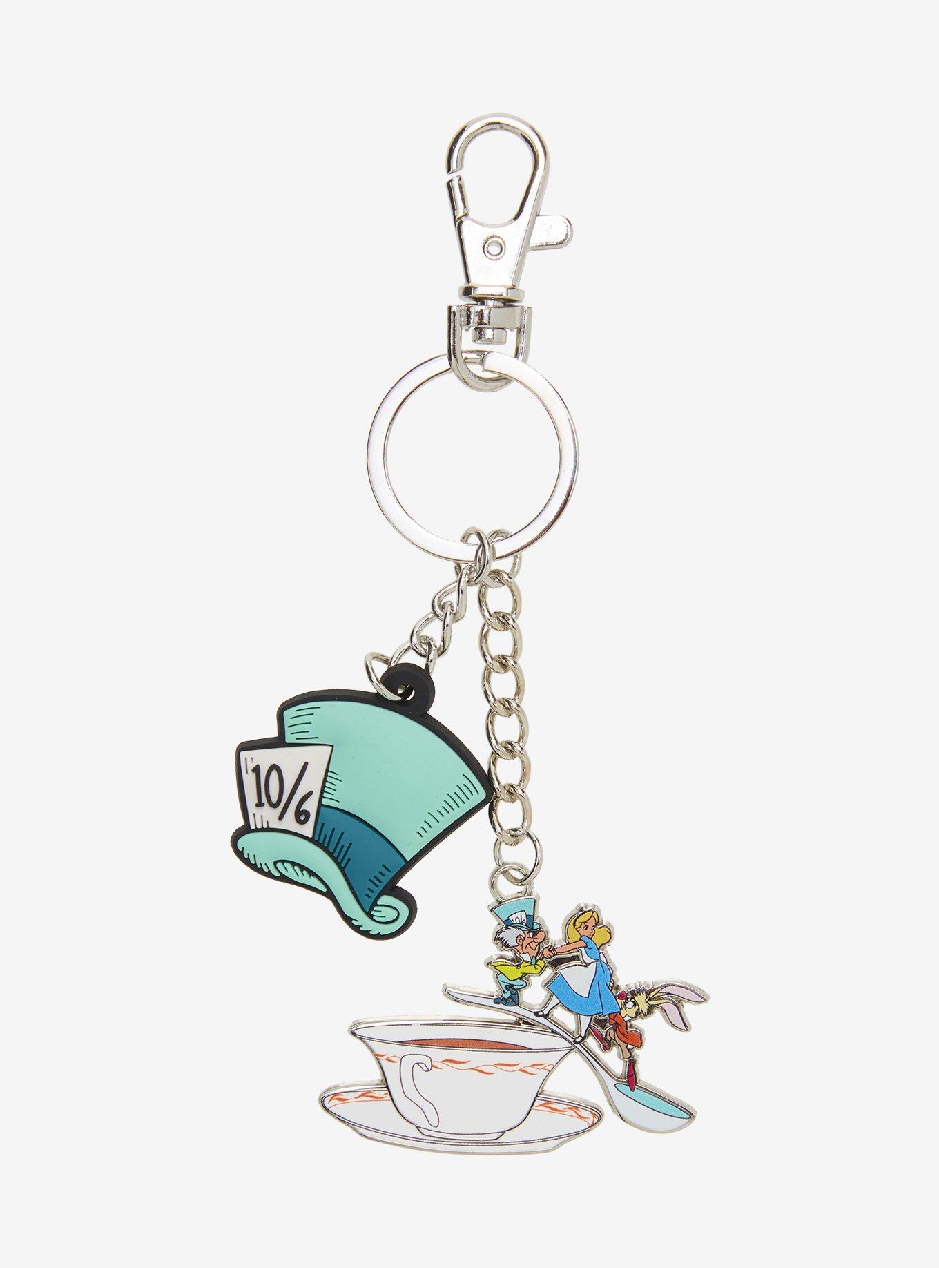 Disney Alice in Wonderland Mad Hatter Teacup Multi-Charm Keychain - BoxLunch Exclusive, , hi-res