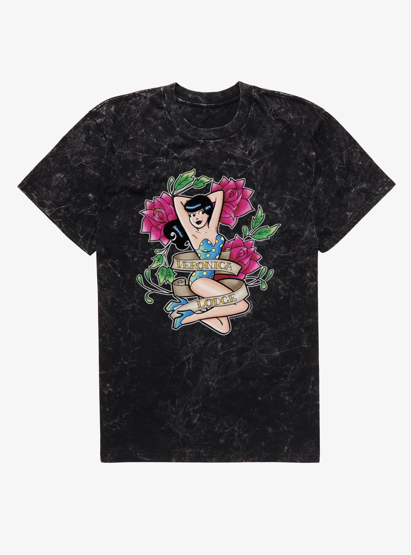 Archie Comics Veronica Lodge Traditional Tattoo Mineral Wash T-Shirt, BLACK MINERAL WASH, hi-res view 1