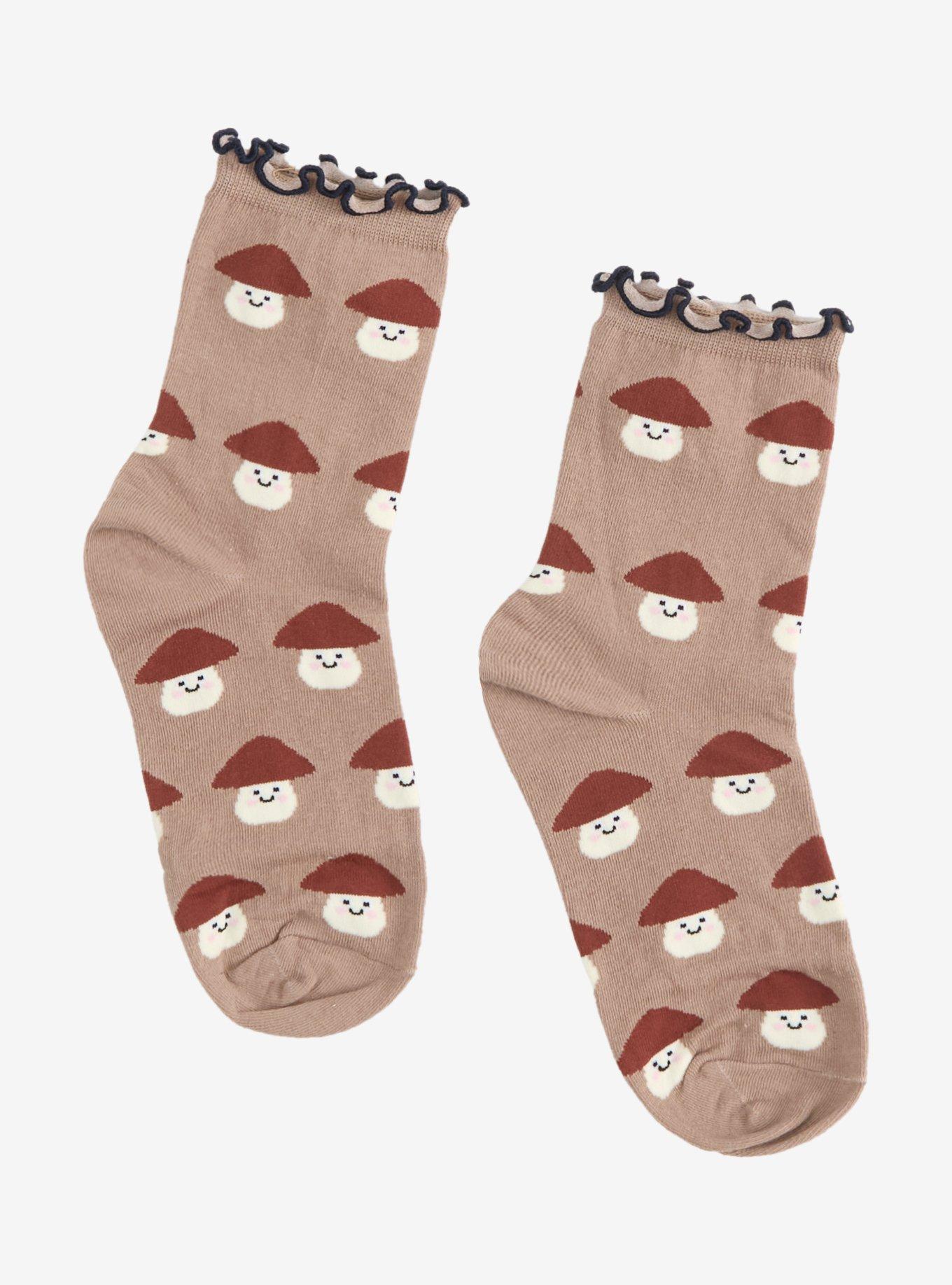 Mushroom Chibi Lettuce Trim Ankle Socks, , hi-res