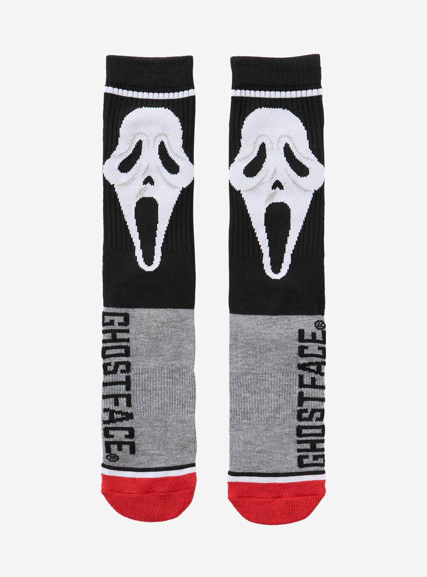 Ghost Face Mask Stripe Crew Socks, , hi-res