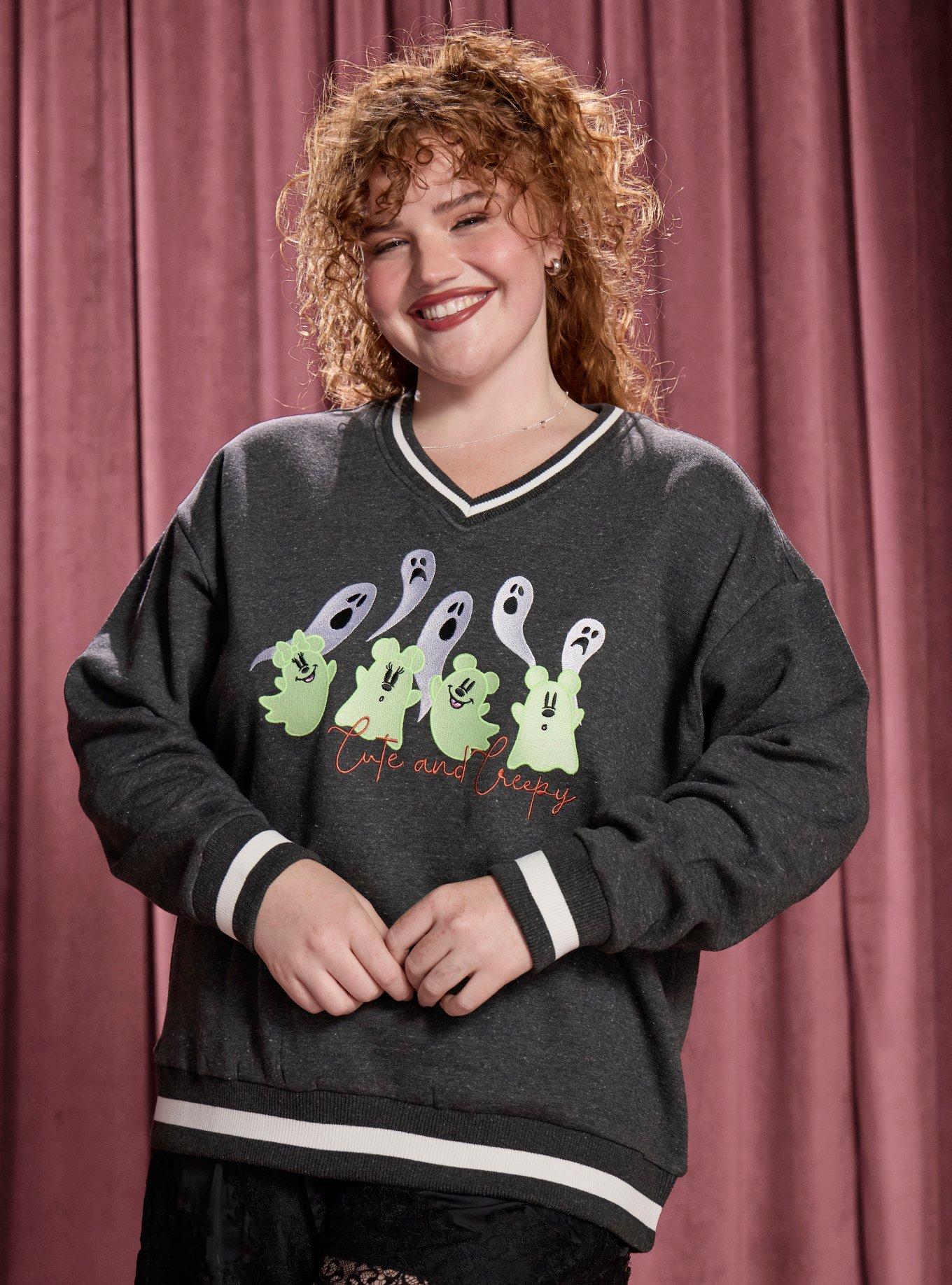 Her Universe Mickey & Minnie Mouse Ghosts Glow-in-the-Dark Plus Size Crewneck Her Universe Exclusive, , hi-res