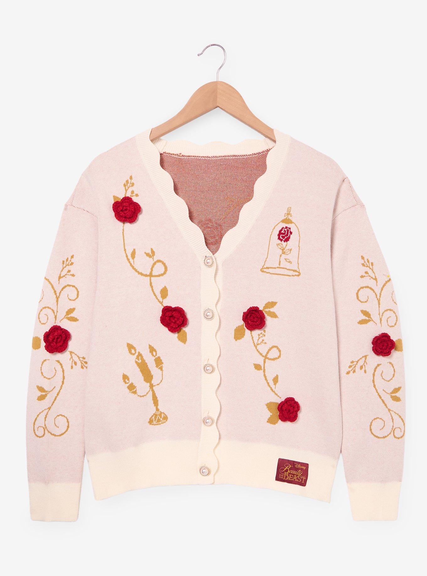 beauty:beast 刺繍ロングスリーブ Disney Beauty and the Beast 35th Anniversary Rose Women's Cardigan