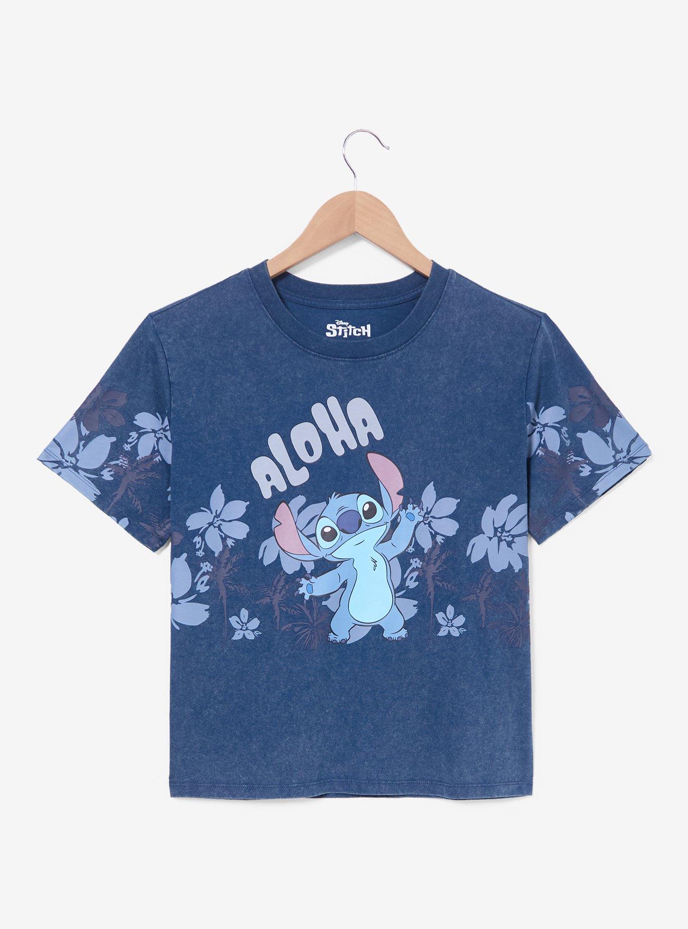 Disney Lilo & Stitch Floral Women's Cropped T-Shirt - BoxLunch Exclusive, , hi-res